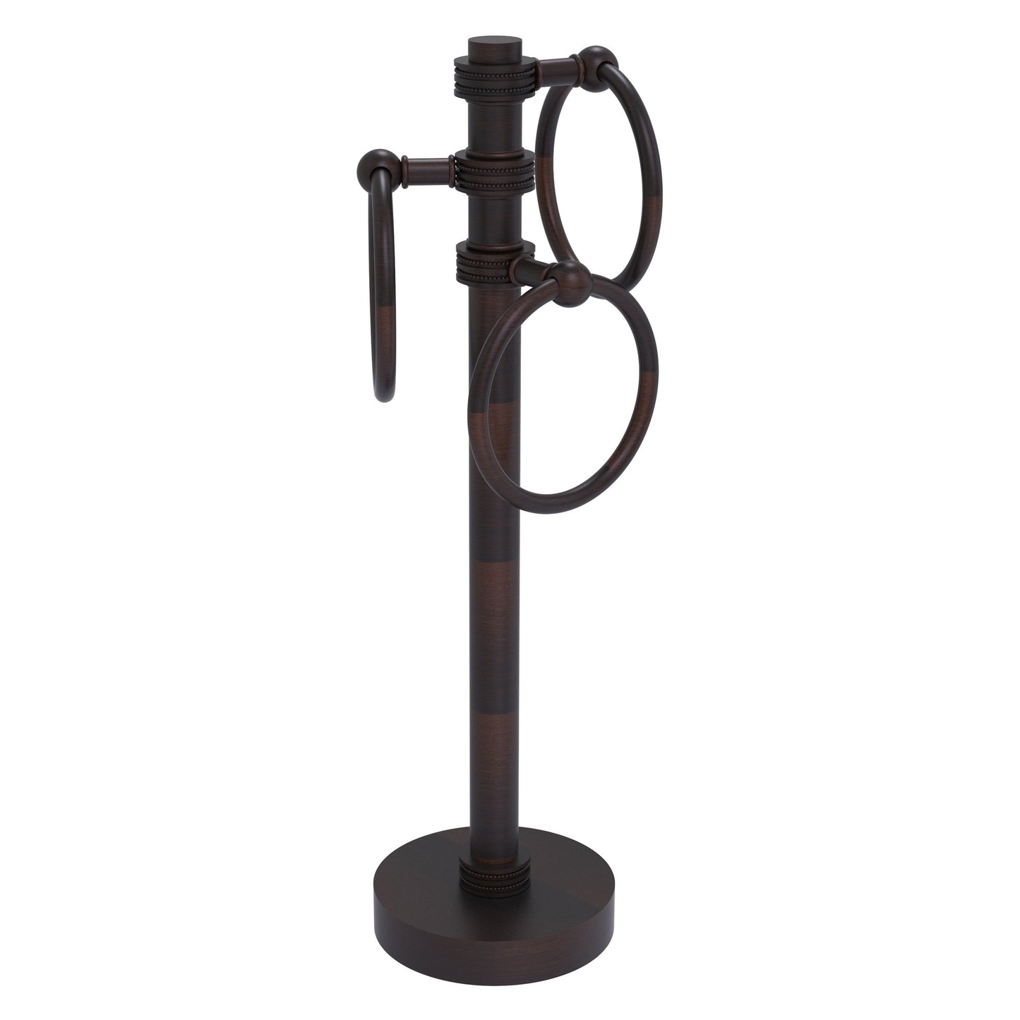 Allied Brass 983D 5" x 8" Venetian Bronze Solid Brass Vanity Top 3-Ring Guest Towel Holder With Dotted Accents