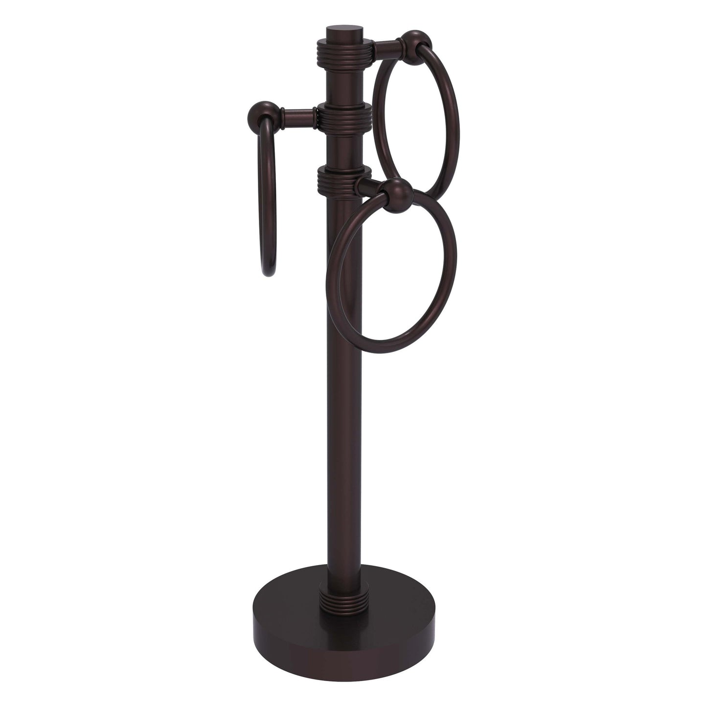 Allied Brass 983G 5" x 8" Antique Bronze Solid Brass Vanity Top 3-Ring Guest Towel Holder With Grooved Accents