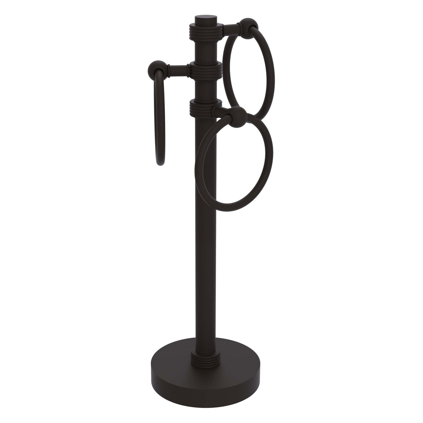 Allied Brass 983G 5" x 8" Oil Rubbed Bronze Solid Brass Vanity Top 3-Ring Guest Towel Holder With Grooved Accents