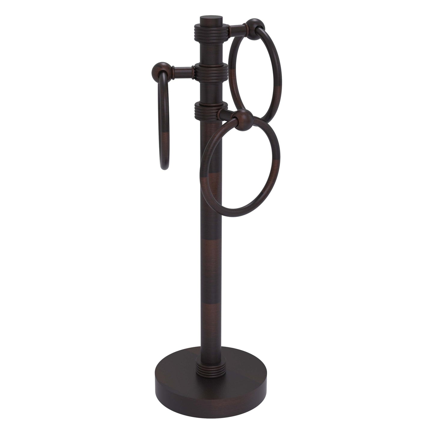 Allied Brass 983G 5" x 8" Venetian Bronze Solid Brass Vanity Top 3-Ring Guest Towel Holder With Grooved Accents