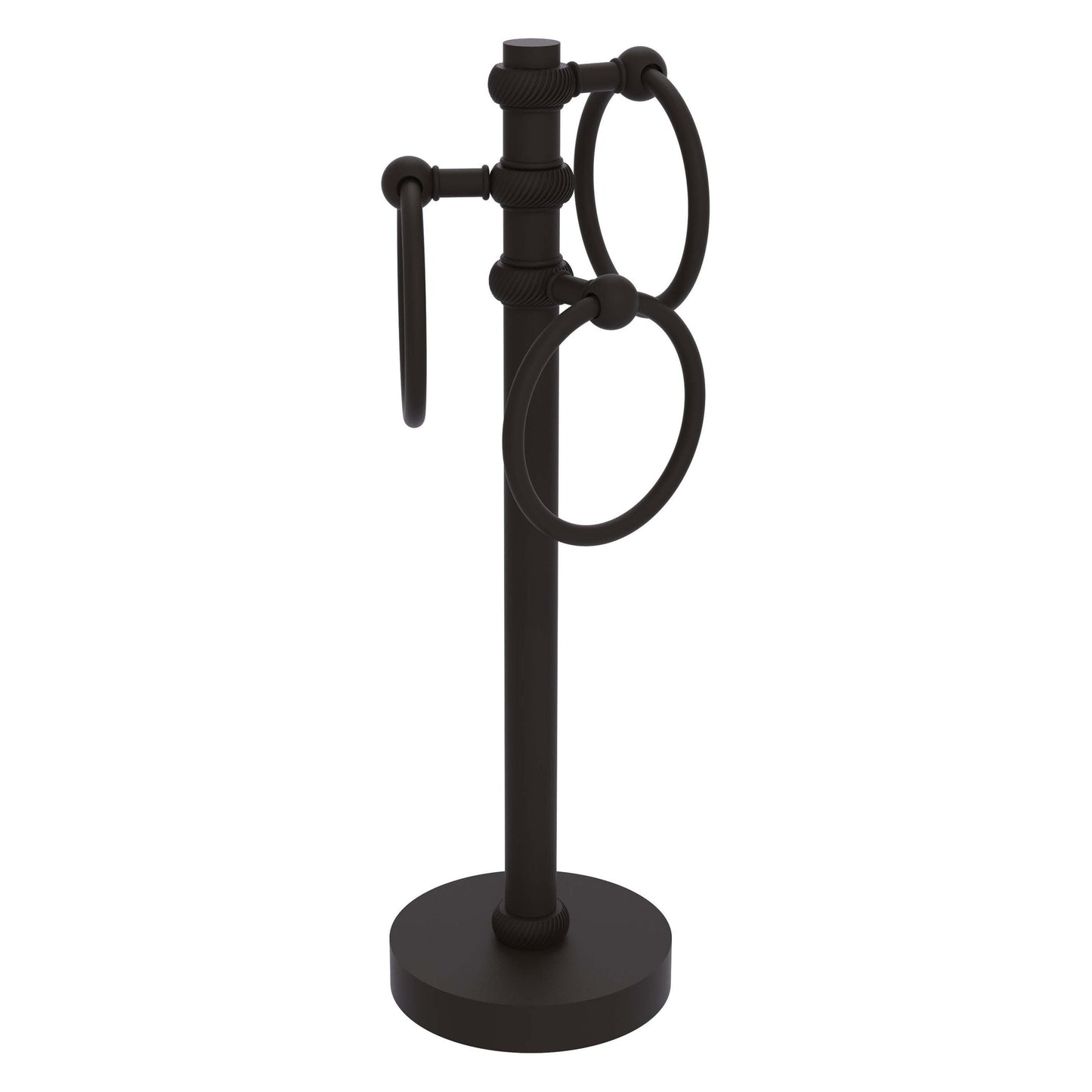 Allied Brass 983T 5" x 8" Oil Rubbed Bronze Solid Brass Vanity Top 3-Ring Guest Towel Holder With Twisted Accents