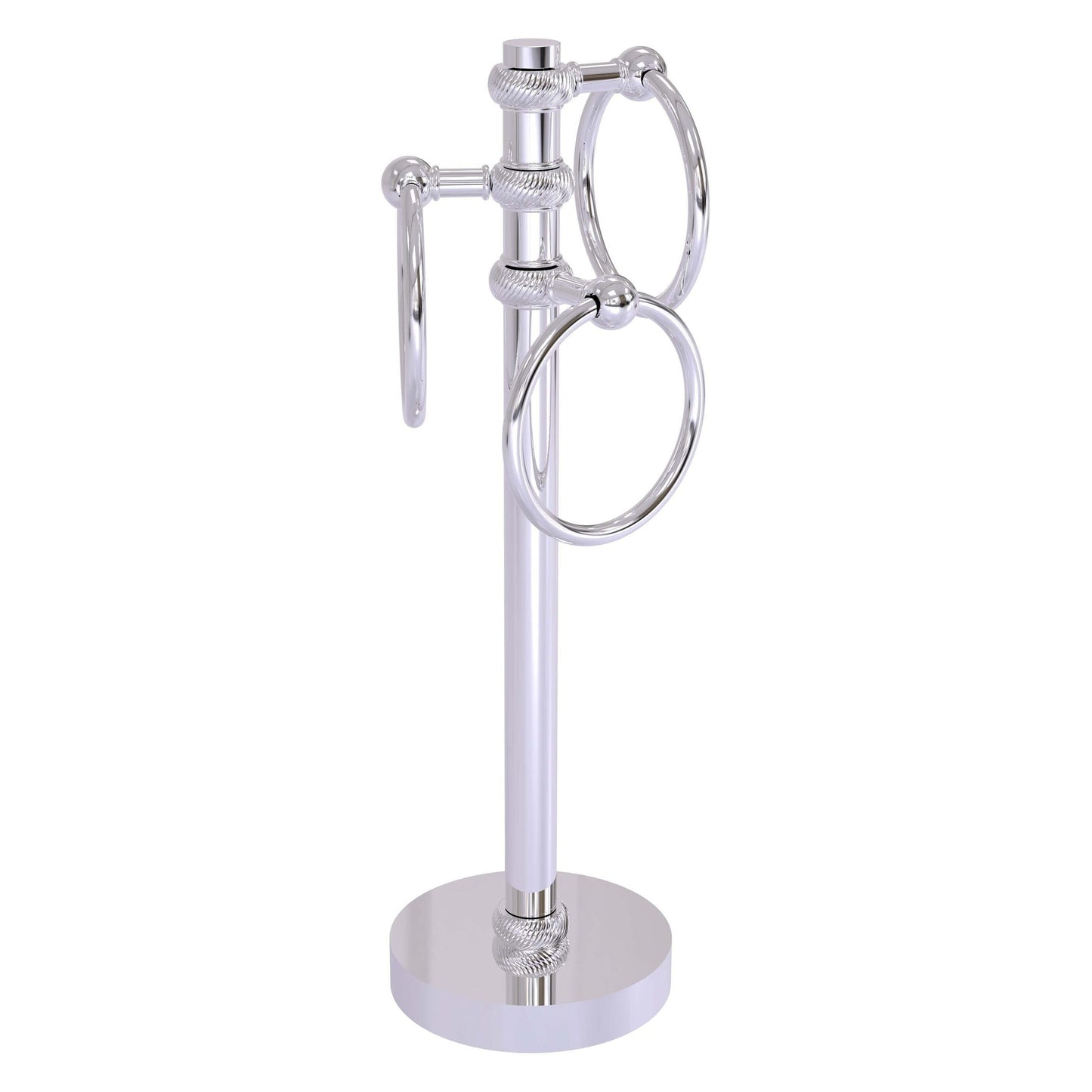 Allied Brass 983T 5" x 8" Polished Chrome Solid Brass Vanity Top 3-Ring Guest Towel Holder With Twisted Accents