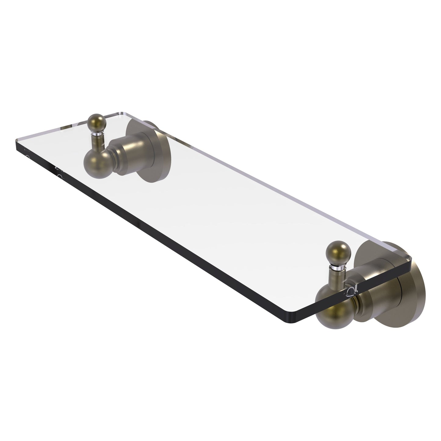 Allied Brass Astor Place 16" x 5" Antique Brass Solid Brass Glass Vanity Shelf With Beveled Edges