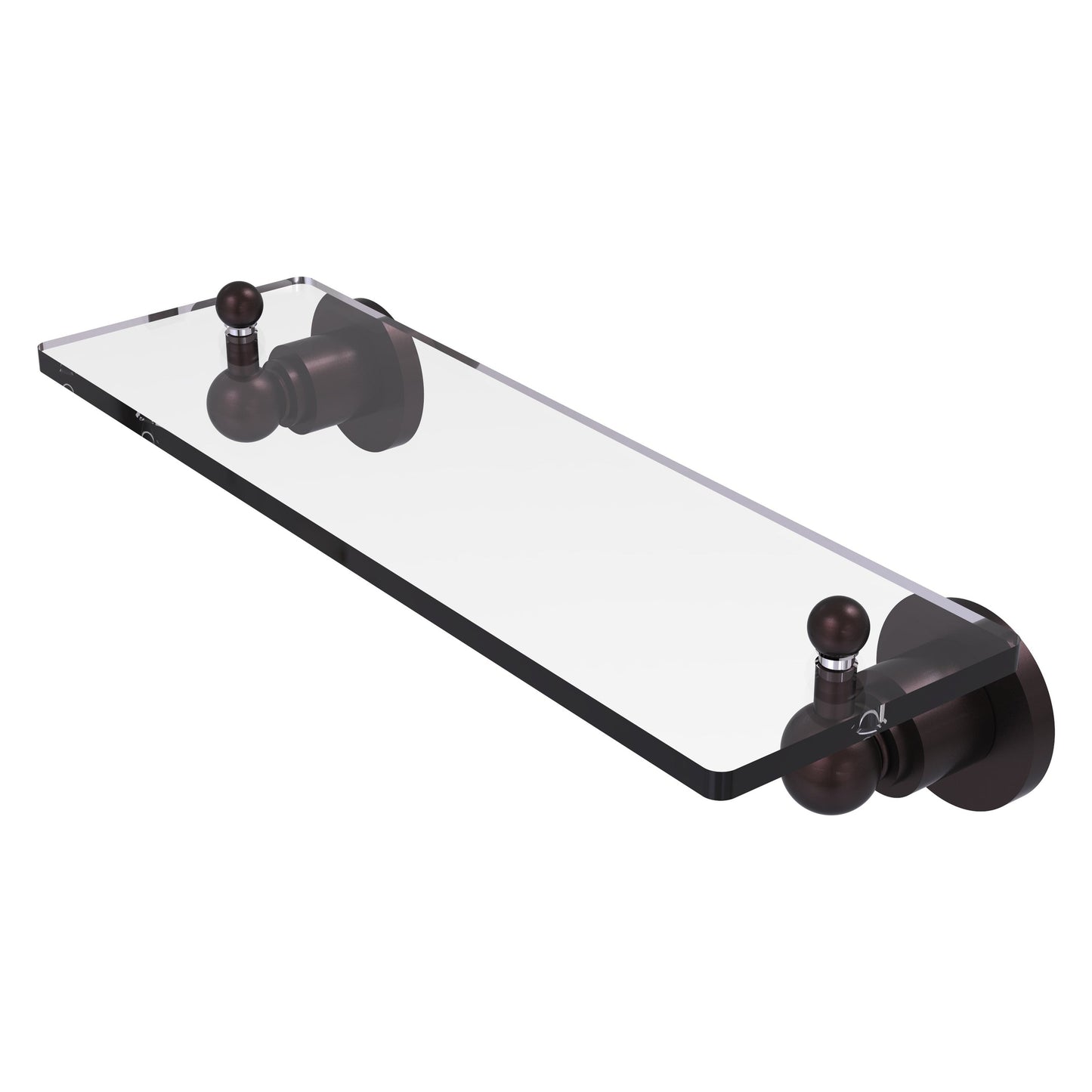 Allied Brass Astor Place 16" x 5" Antique Bronze Solid Brass Glass Vanity Shelf With Beveled Edges