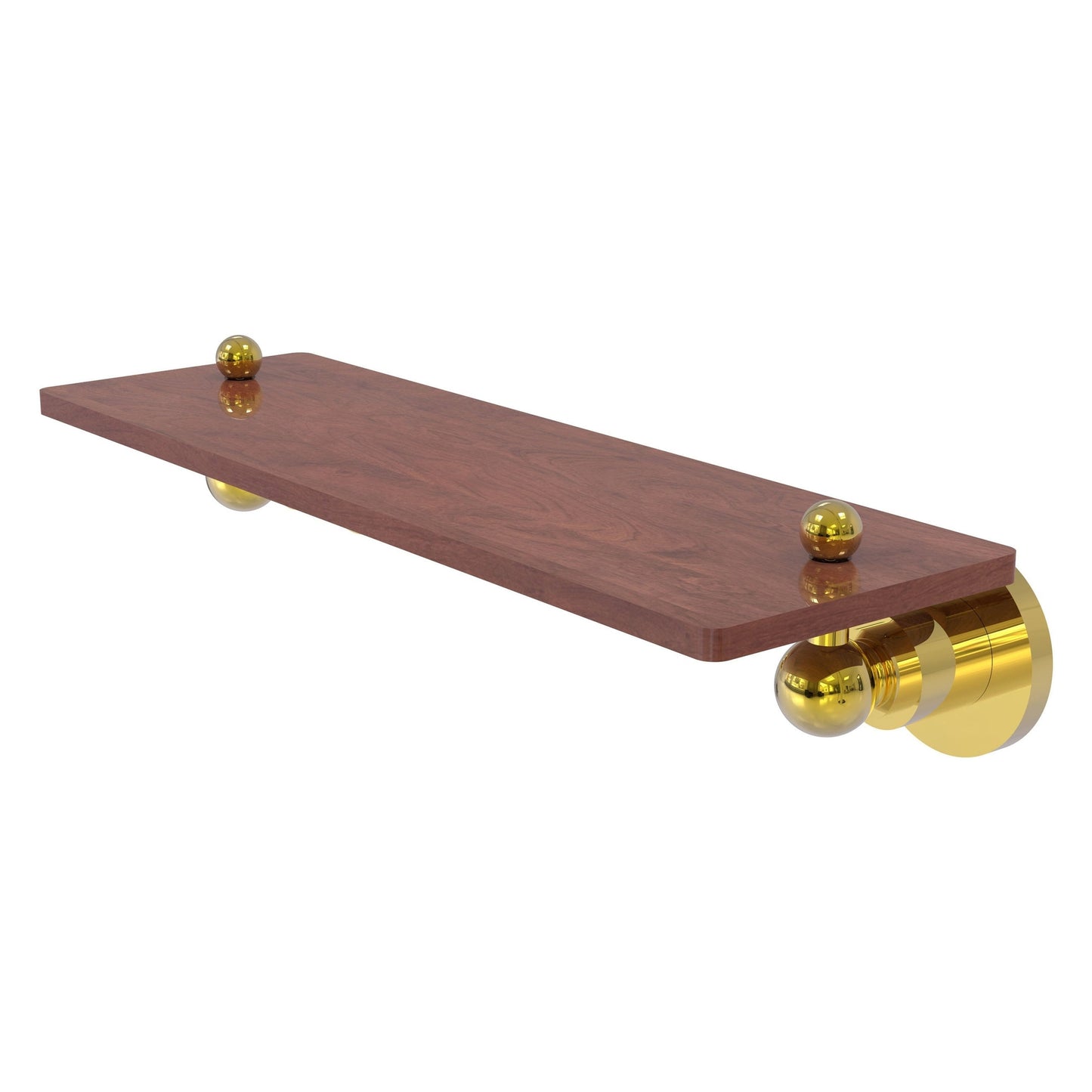 Allied Brass Astor Place 16" x 5" Polished Brass Solid Brass Solid IPE Ironwood Shelf