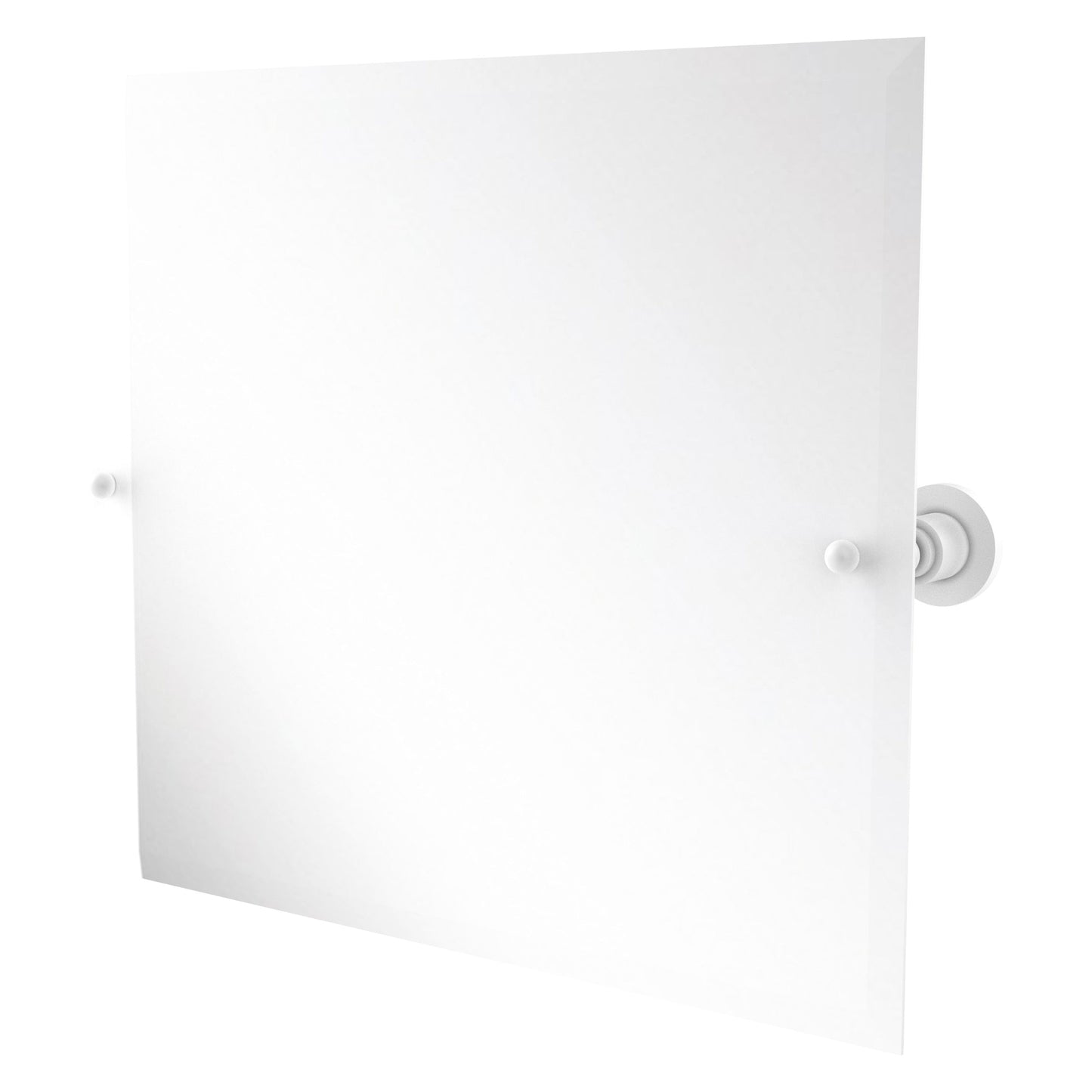 Allied Brass Astor Place 21" x 26" Matte White Solid Brass Frameless Landscape Rectangular Tilt Mirror With Beveled Edge