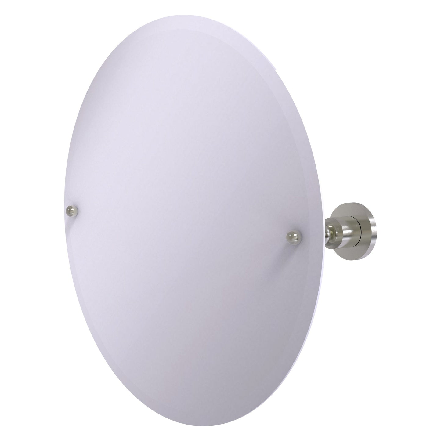 Allied Brass Astor Place 22" x 22" Satin Nickel Solid Brass Frameless Round Tilt Mirror With Beveled Edge