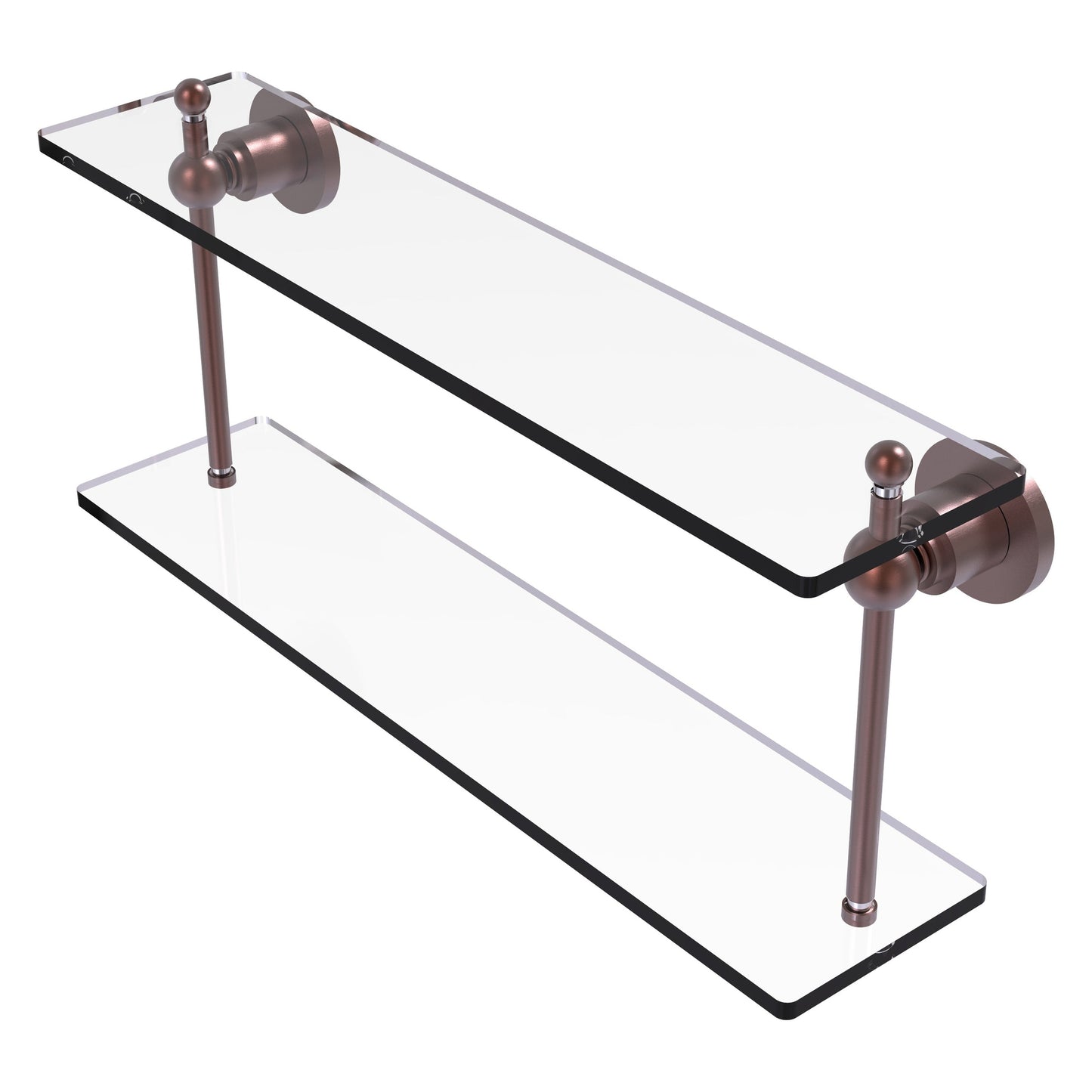 Allied Brass Astor Place 22" x 5" Antique Copper Solid Brass Two-Tiered Glass Shelf