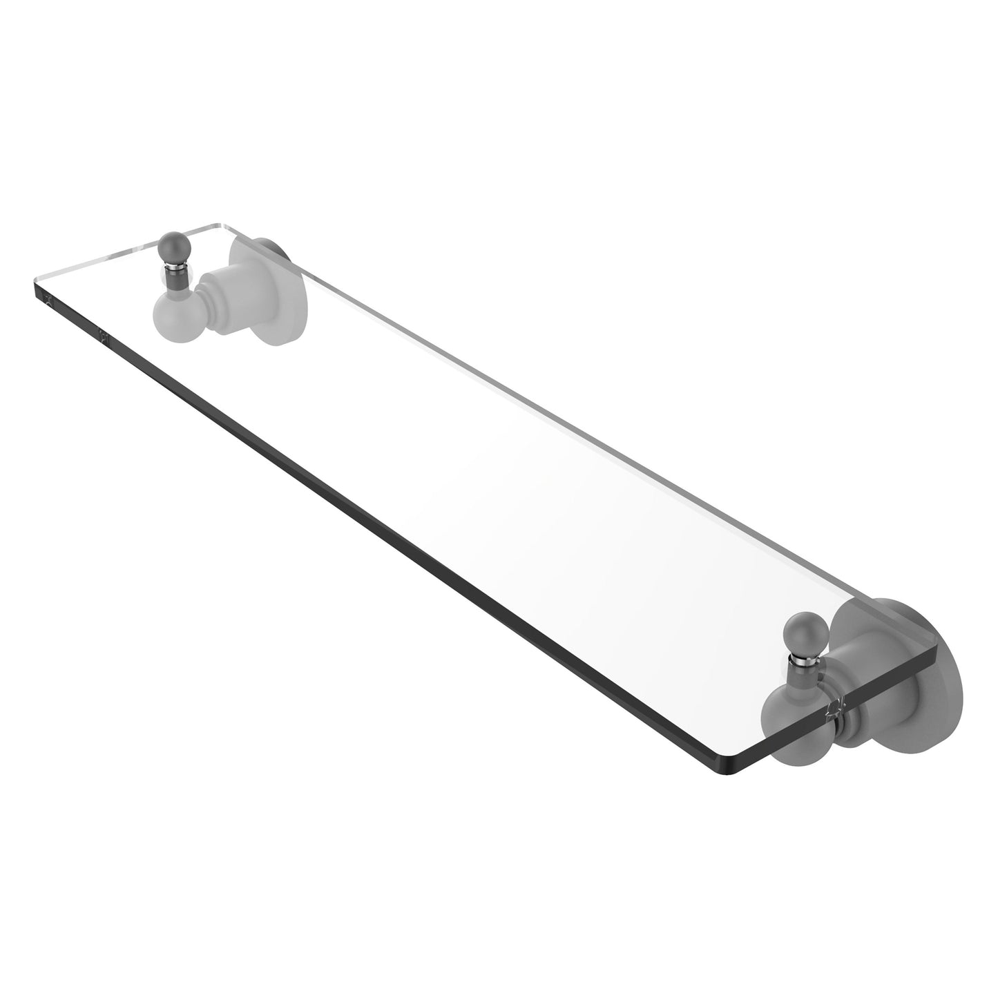 Allied Brass Astor Place 22" x 5" Matte Gray Solid Brass Glass Vanity Shelf With Beveled Edges