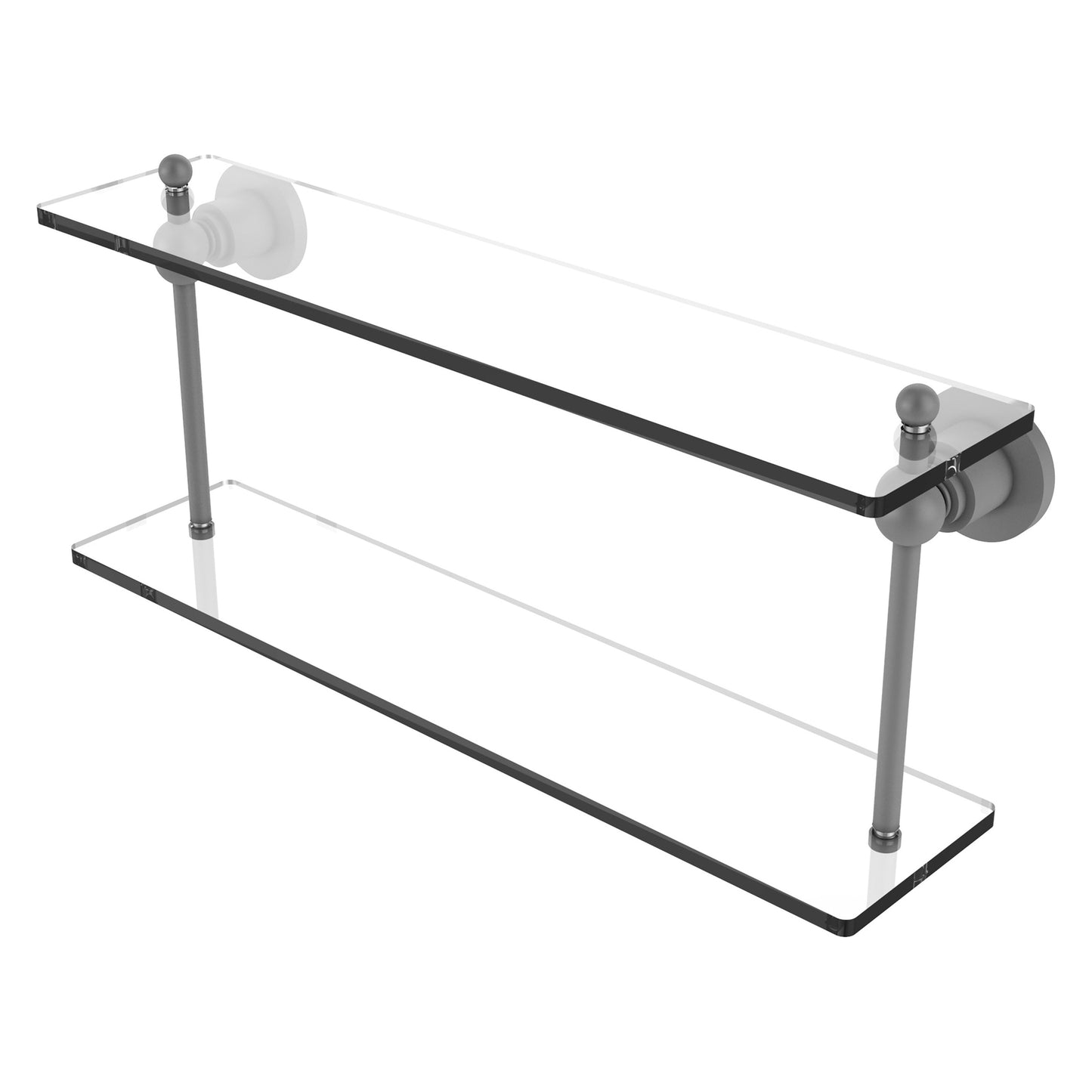Allied Brass Astor Place 22" x 5" Matte Gray Solid Brass Two-Tiered Glass Shelf