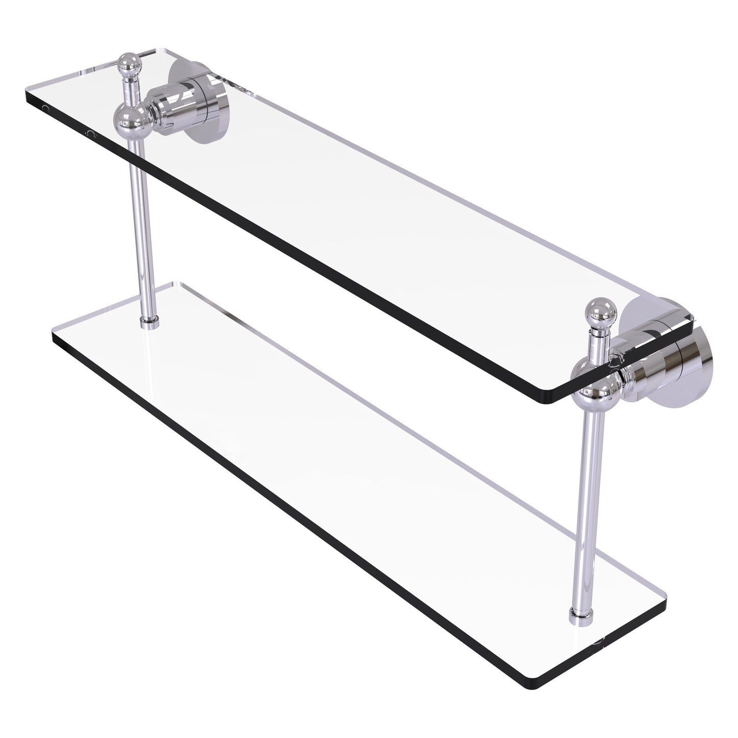 Allied Brass Astor Place 22" x 5" Polished Chrome Solid Brass Two-Tiered Glass Shelf