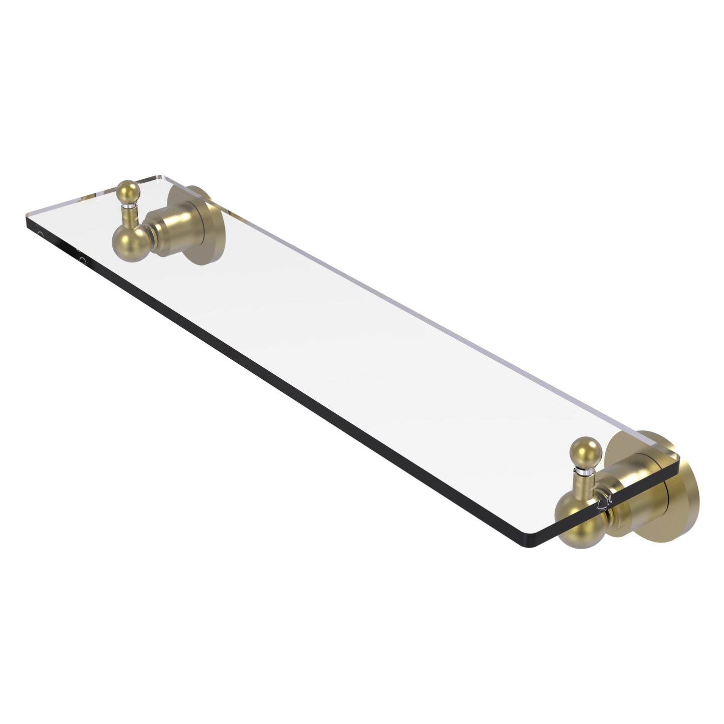 Allied Brass Astor Place 22" x 5" Satin Brass Solid Brass Glass Vanity Shelf With Beveled Edges