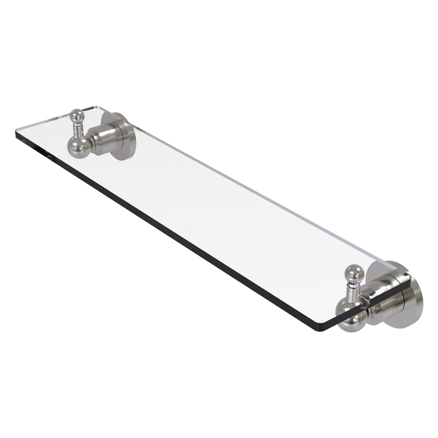 Allied Brass Astor Place 22" x 5" Satin Nickel Solid Brass Glass Vanity Shelf With Beveled Edges