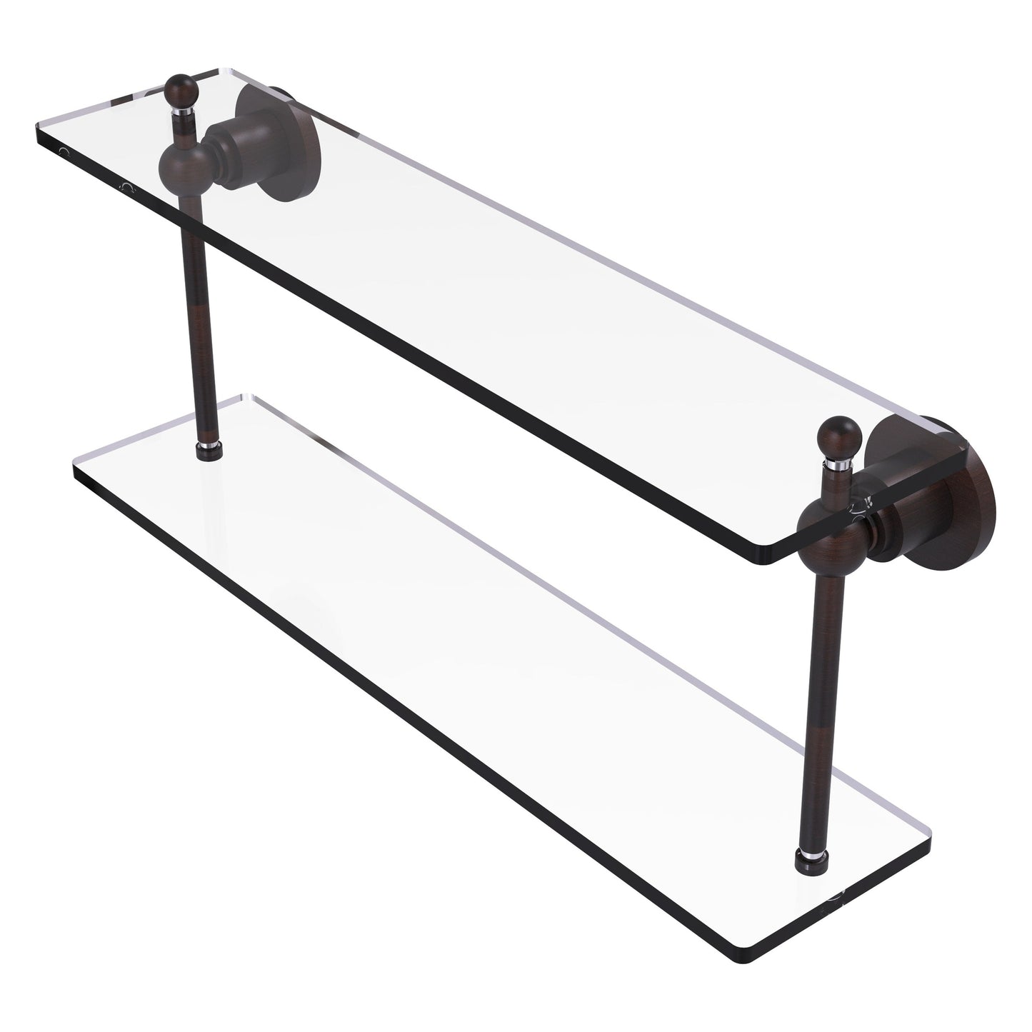 Allied Brass Astor Place 22" x 5" Venetian Bronze Solid Brass Two-Tiered Glass Shelf