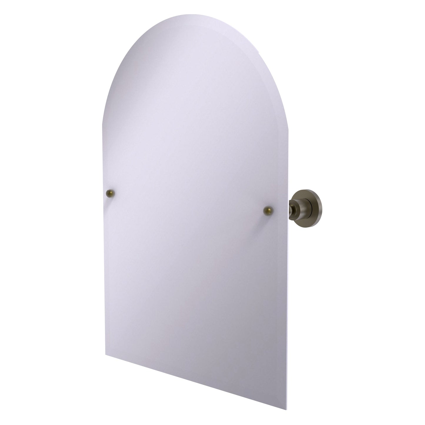 Allied Brass Astor Place 29" x 21" Antique Brass Solid Brass Frameless Arched Top Tilt Mirror With Beveled Edge