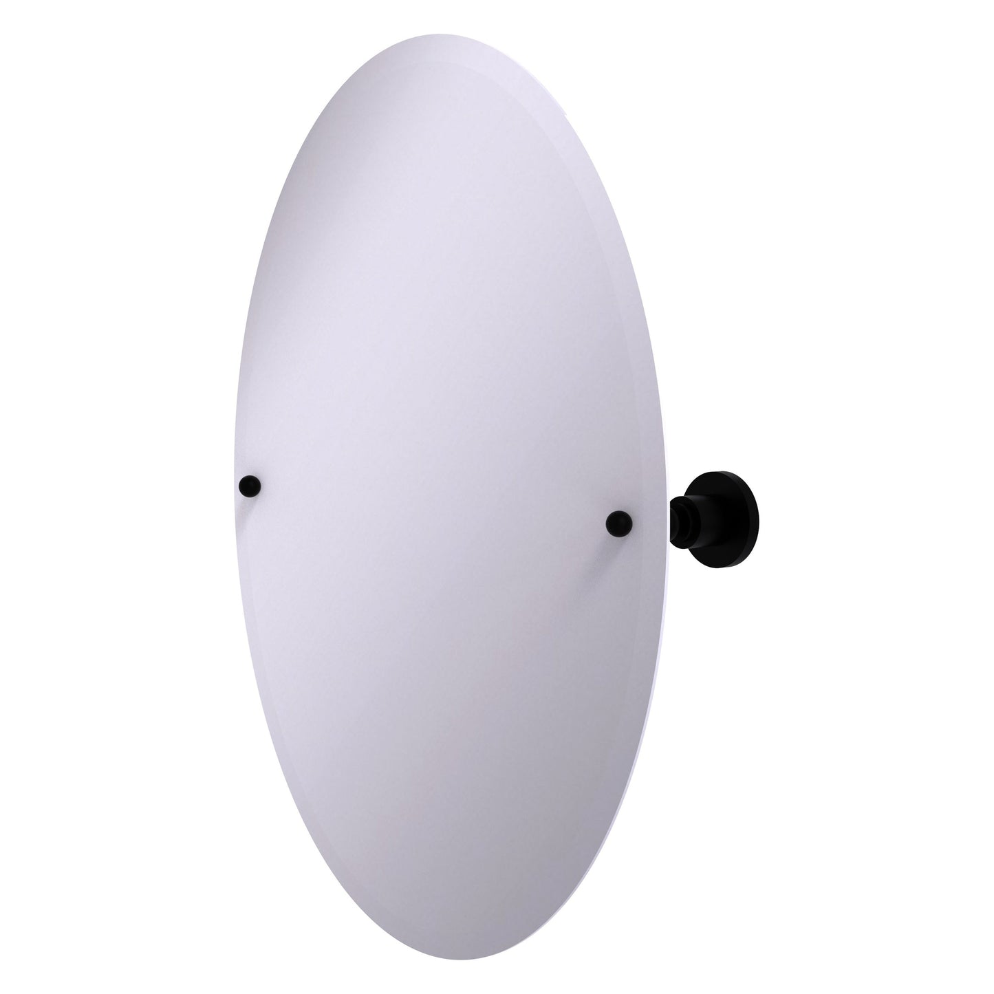 Allied Brass Astor Place 29" x 21" Matte Black Solid Brass Frameless Oval Tilt Mirror With Beveled Edge