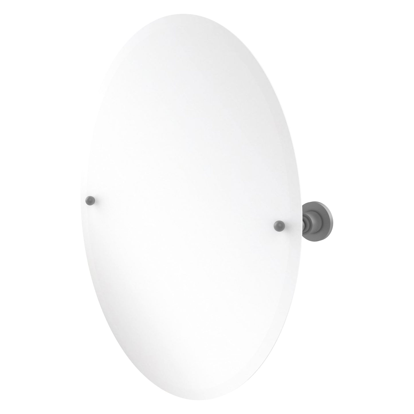 Allied Brass Astor Place 29" x 21" Matte White Solid Brass Frameless Oval Tilt Mirror With Beveled Edge