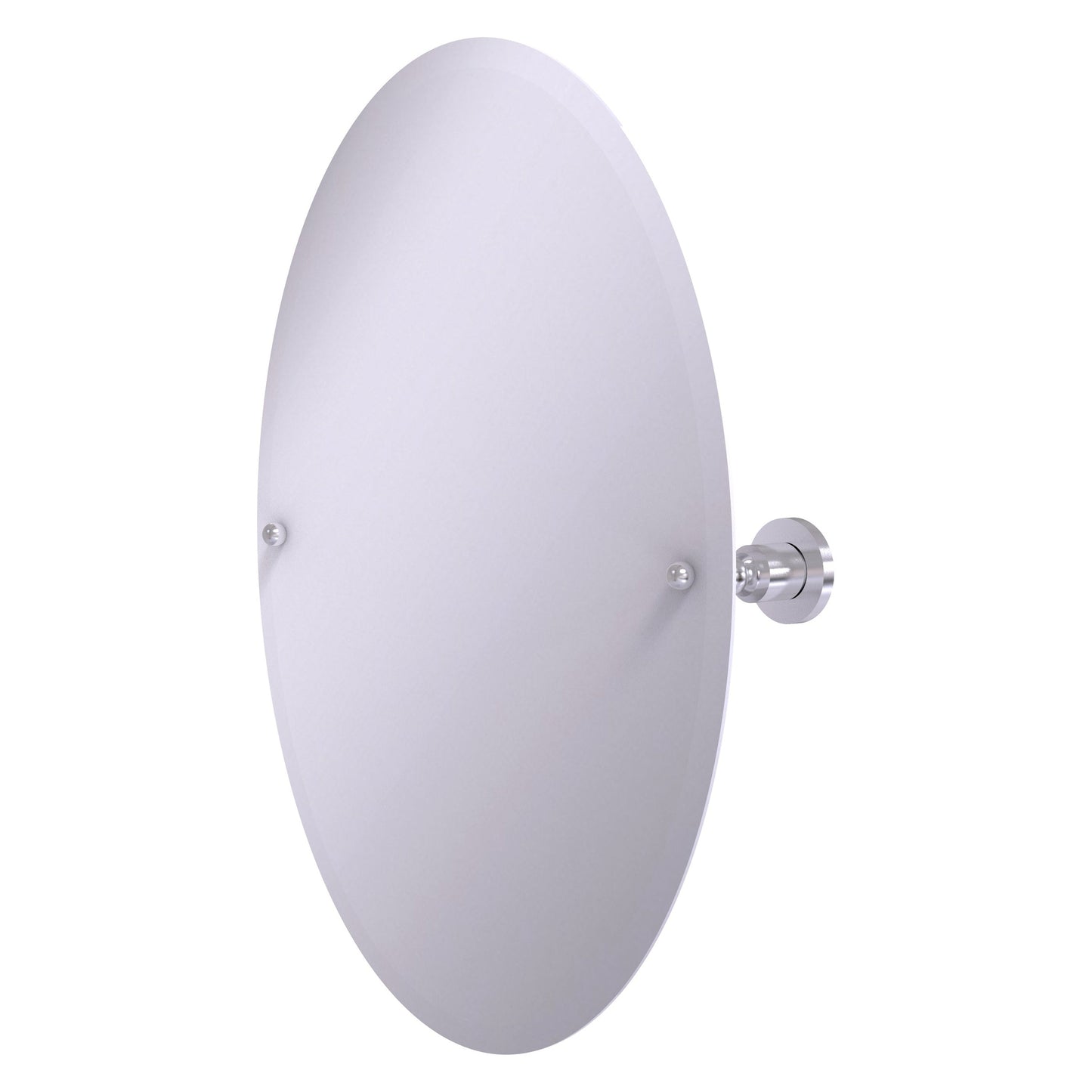 Allied Brass Astor Place 29" x 21" Satin Chrome Solid Brass Frameless Oval Tilt Mirror With Beveled Edge
