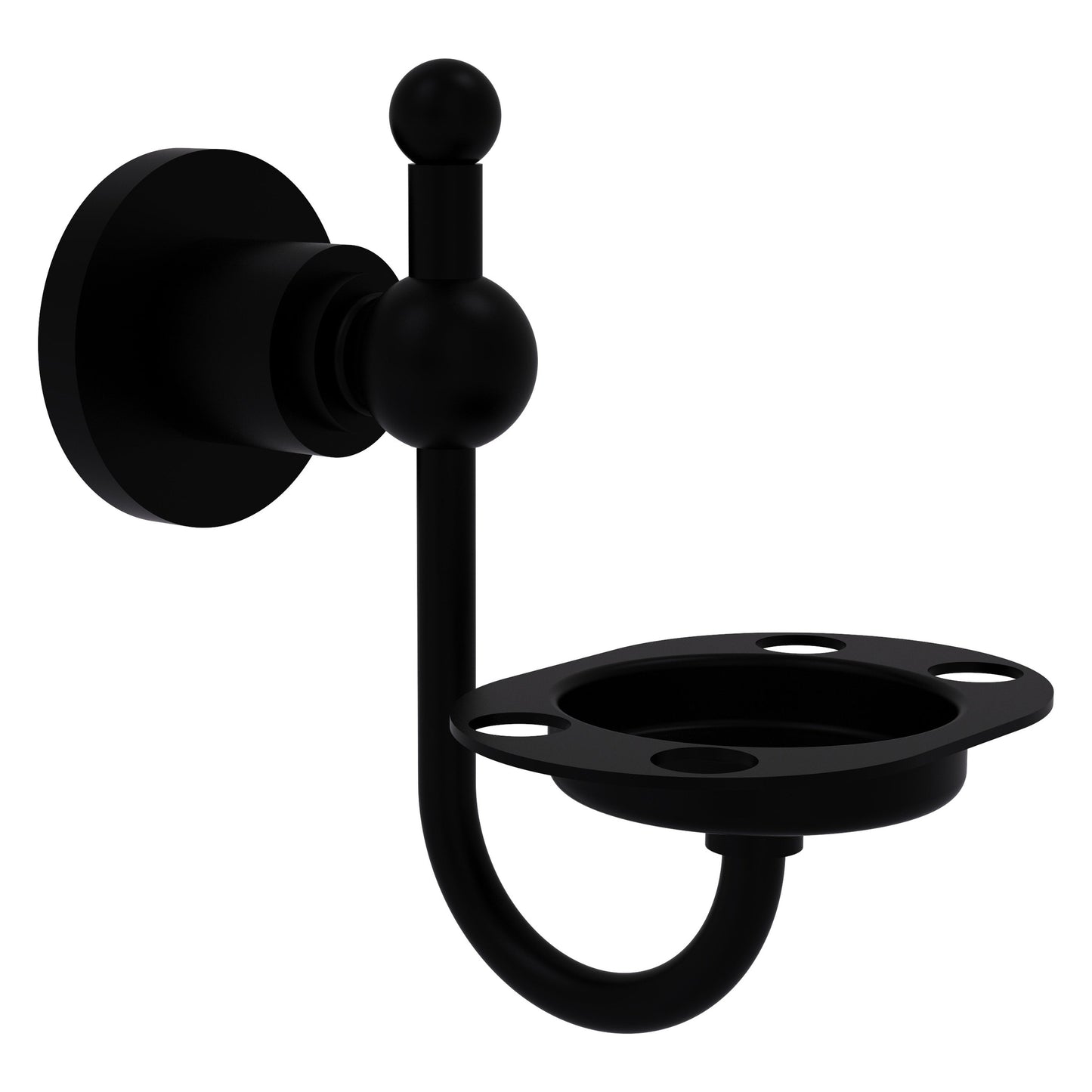 Allied Brass Astor Place 4.3" x 3.5" Matte Black Solid Brass Wall-Mounted Tumbler Toothbrush Holder