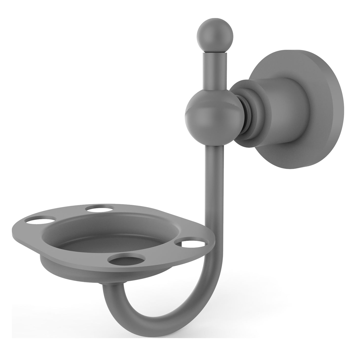 Allied Brass Astor Place 4.3" x 3.5" Matte Gray Solid Brass Wall-Mounted Tumbler Toothbrush Holder