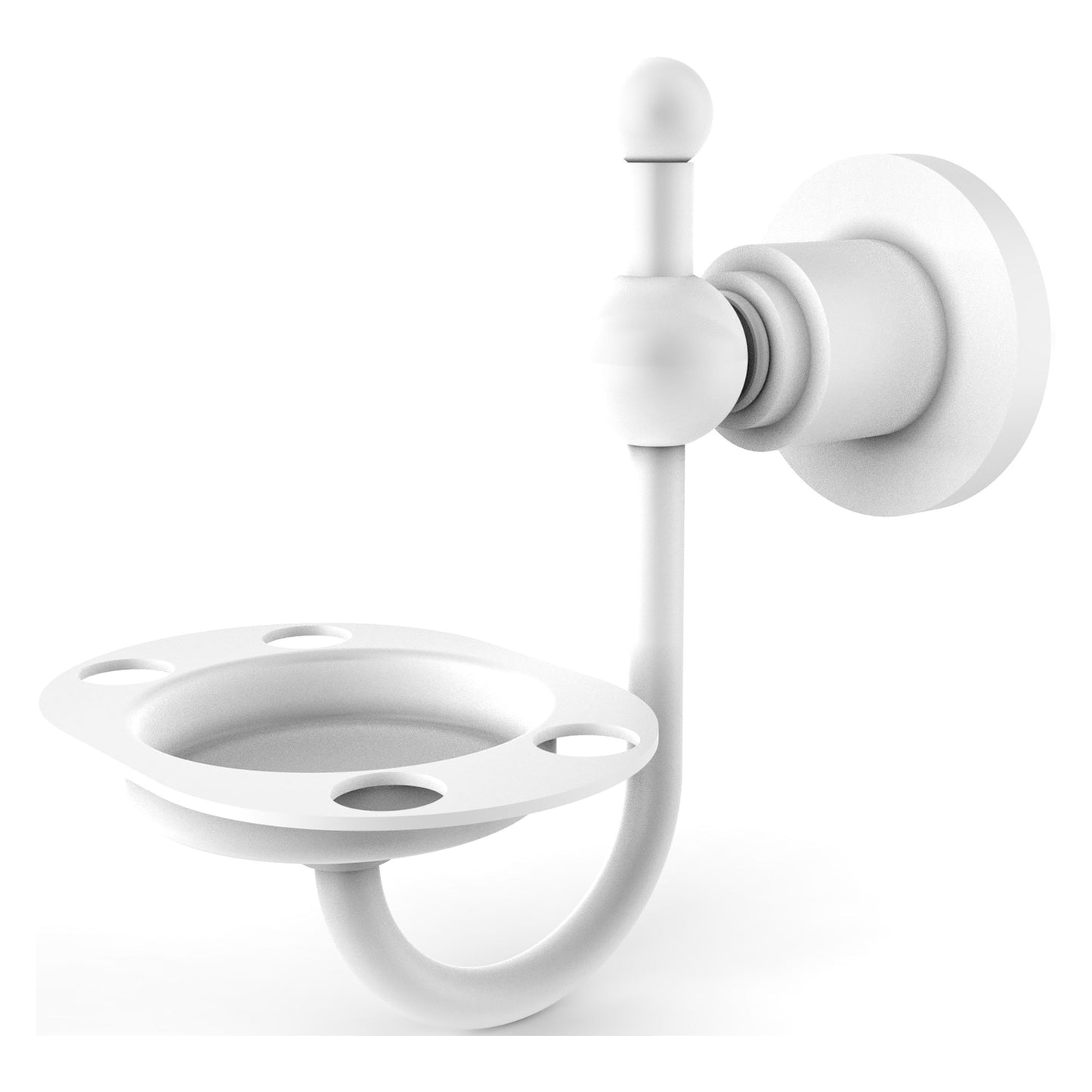Allied Brass Astor Place 4.3" x 3.5" Matte White Solid Brass Wall-Mounted Tumbler Toothbrush Holder