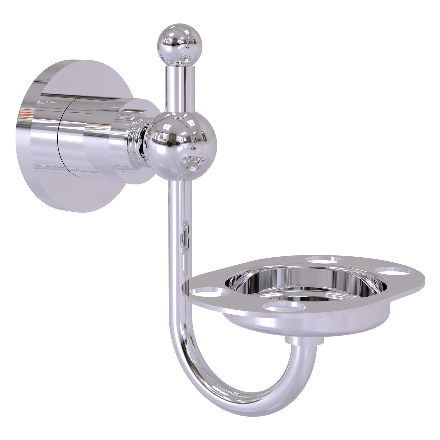 Allied Brass Astor Place 4.3" x 3.5" Polished Chrome Solid Brass Wall-Mounted Tumbler Toothbrush Holder