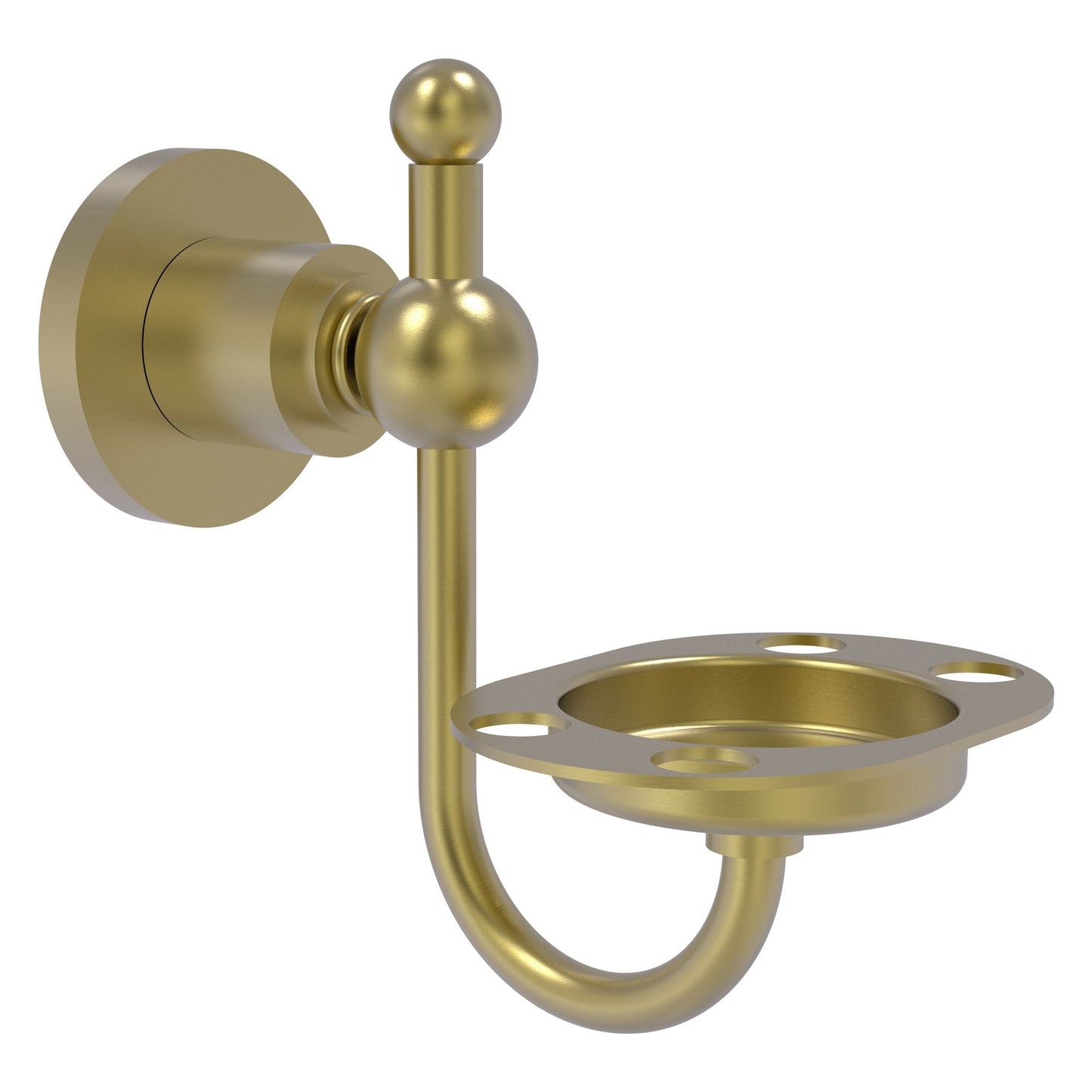 Allied Brass Astor Place 4.3" x 3.5" Satin Brass Solid Brass Wall-Mounted Tumbler Toothbrush Holder