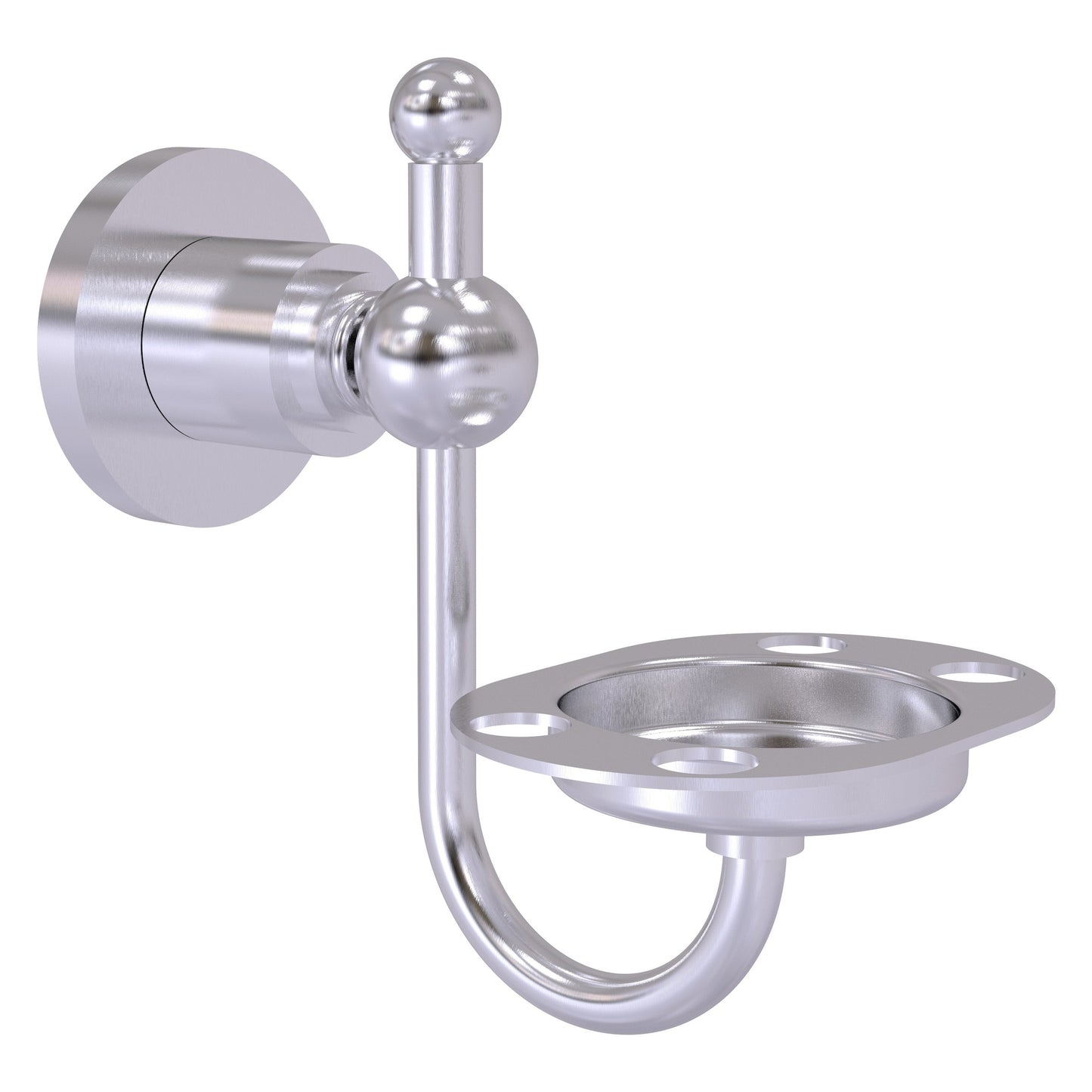 Allied Brass Astor Place 4.3" x 3.5" Satin Chrome Solid Brass Wall-Mounted Tumbler Toothbrush Holder