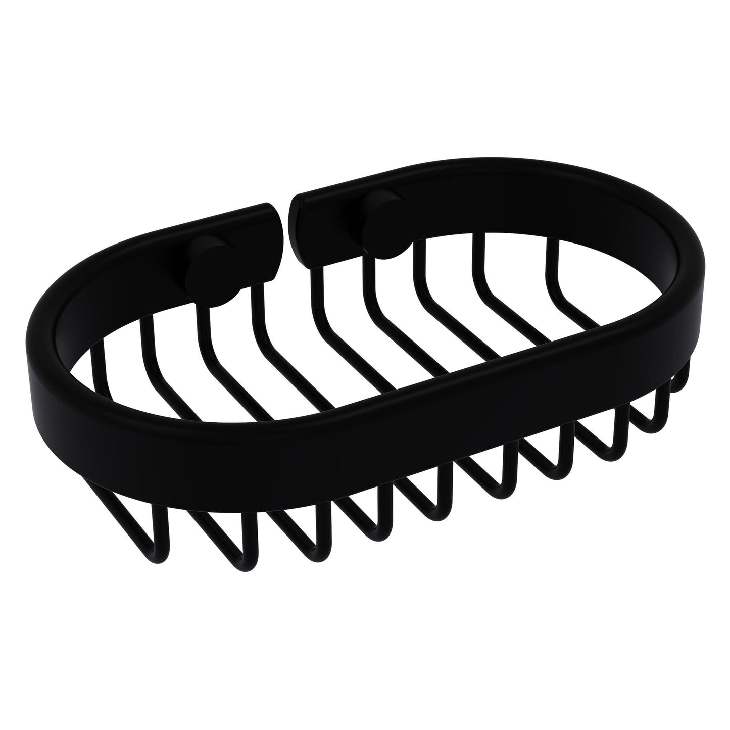 Allied Brass BSK-150LA 6" x 3.6" Matte Black Solid Brass Oval Soap Basket