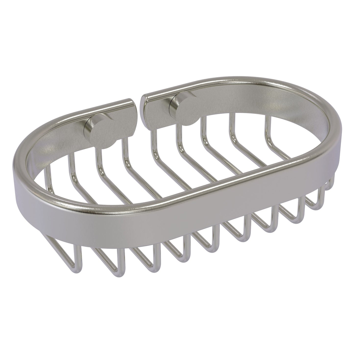 Allied Brass BSK-150LA 6" x 3.6" Satin Nickel Solid Brass Oval Soap Basket