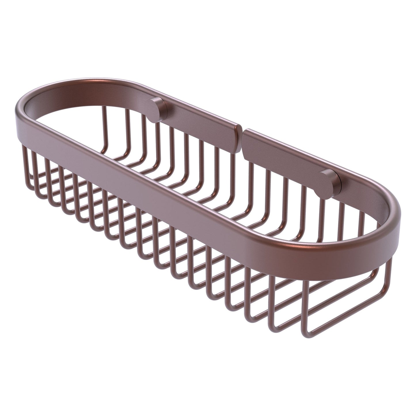 Allied Brass BSK-200LA 11" x 3.6" Antique Copper Solid Brass Oval Toiletry Wire Basket