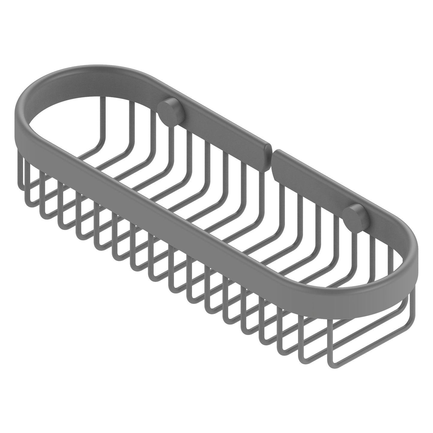 Allied Brass BSK-200LA 11" x 3.6" Matte Gray Solid Brass Oval Toiletry Wire Basket