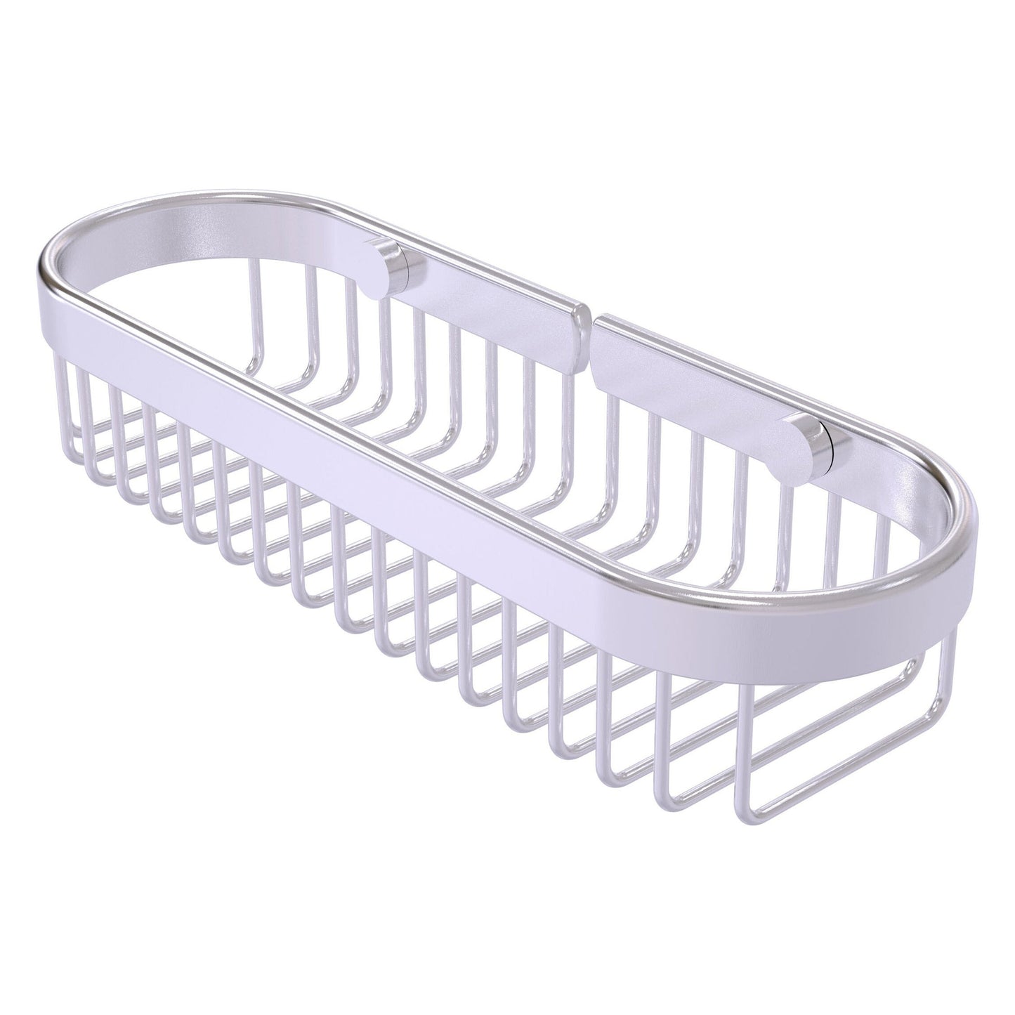 Allied Brass BSK-200LA 11" x 3.6" Satin Chrome Solid Brass Oval Toiletry Wire Basket
