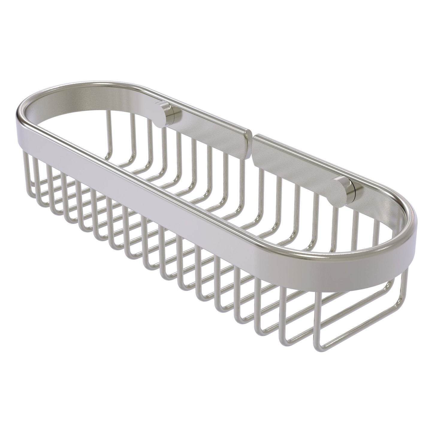 Allied Brass BSK-200LA 11" x 3.6" Satin Nickel Solid Brass Oval Toiletry Wire Basket