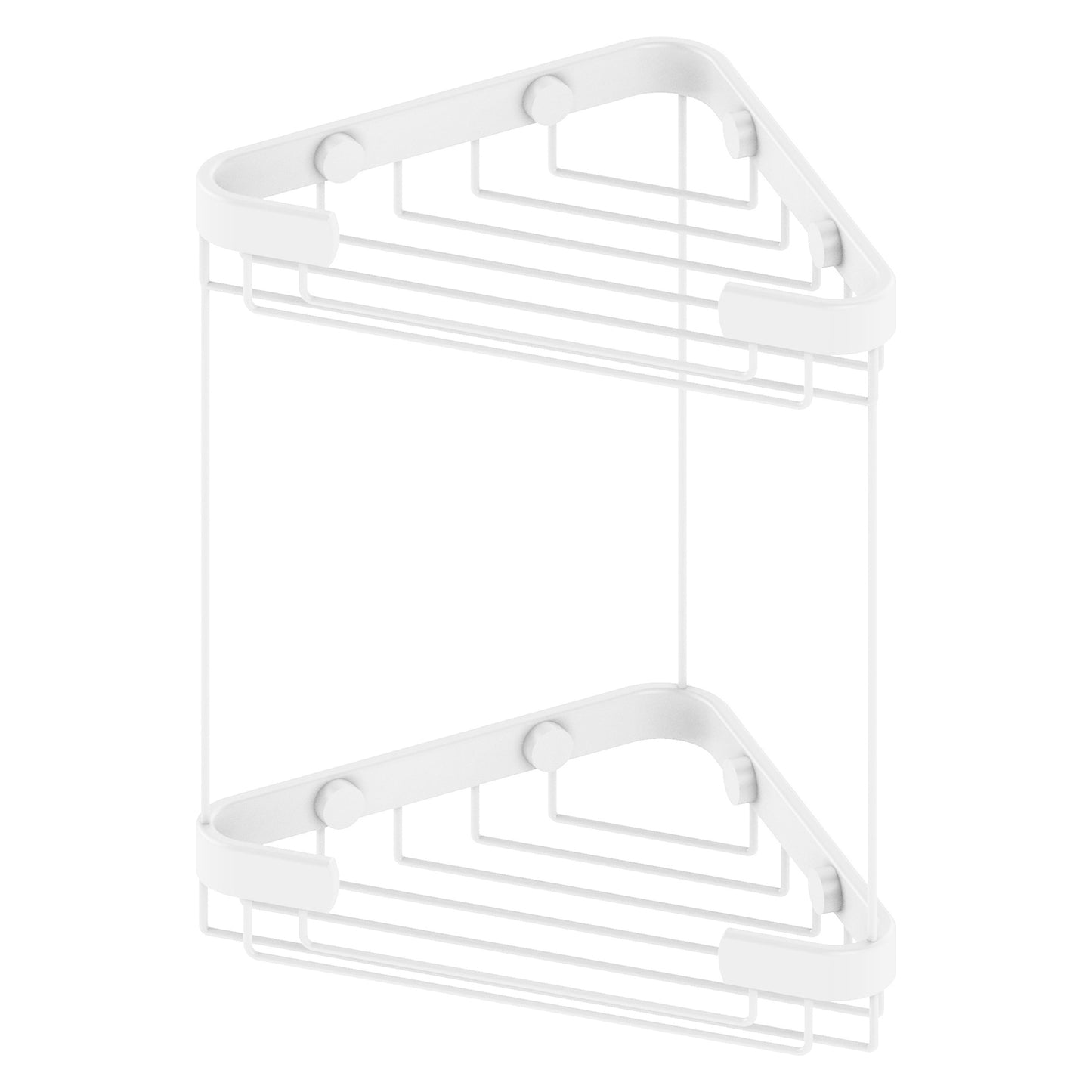 Allied Brass BSK-20DT 9.7" x 6.2" Matte White Solid Brass Double Tier Corner Shower Basket