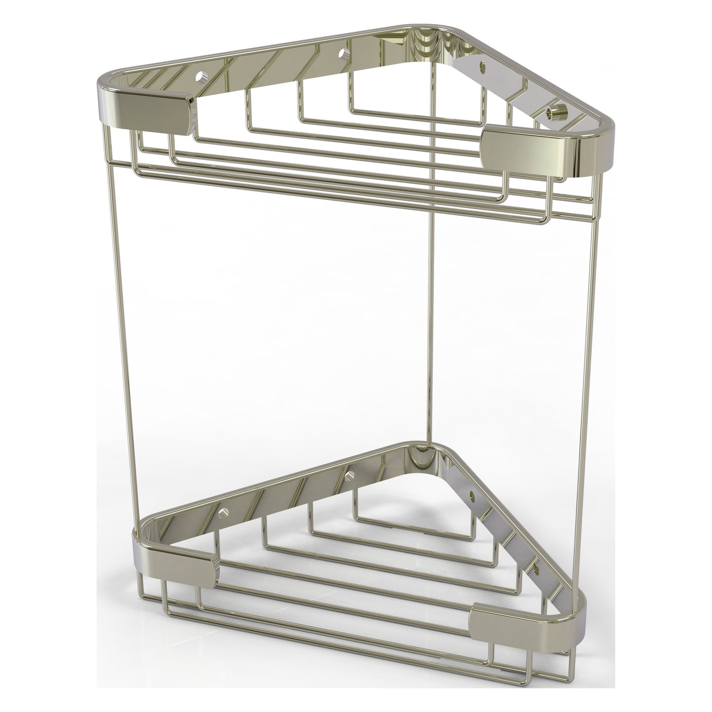 Allied Brass BSK-20DT 9.7" x 6.2" Polished Nickel Solid Brass Double Tier Corner Shower Basket
