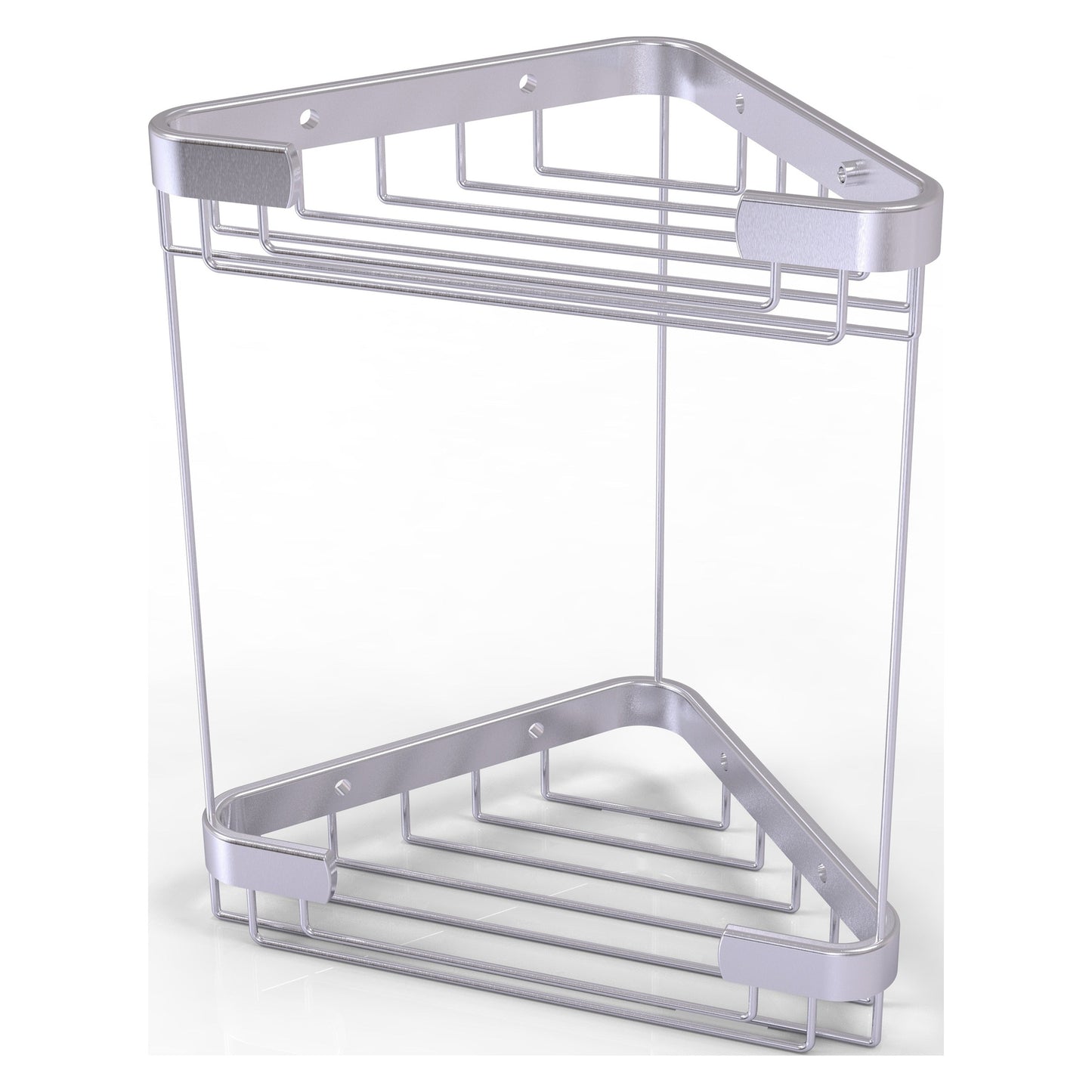 Allied Brass BSK-20DT 9.7" x 6.2" Satin Chrome Solid Brass Double Tier Corner Shower Basket