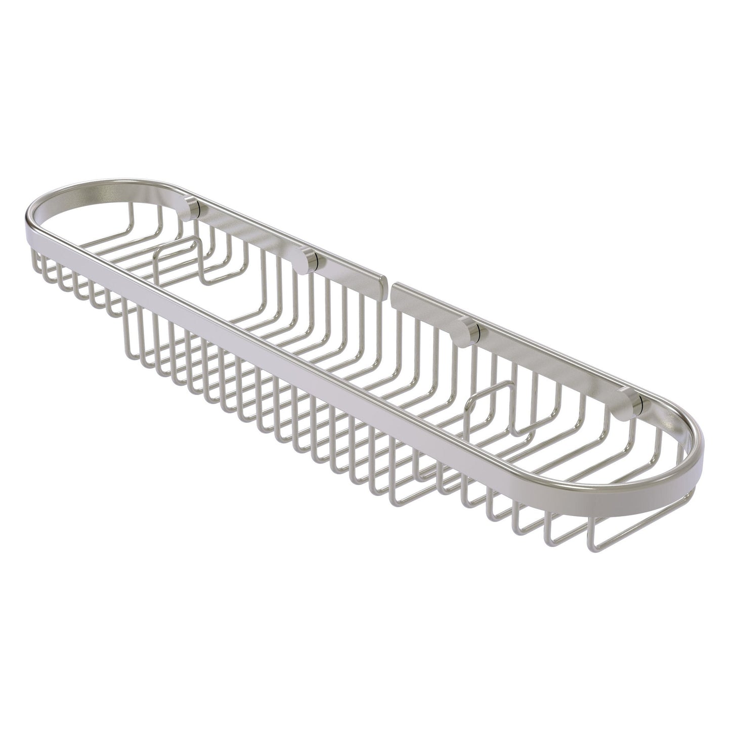Allied Brass BSK-275LA 18.75" x 4.125" Satin Nickel Solid Brass Oval Combination Shower Basket