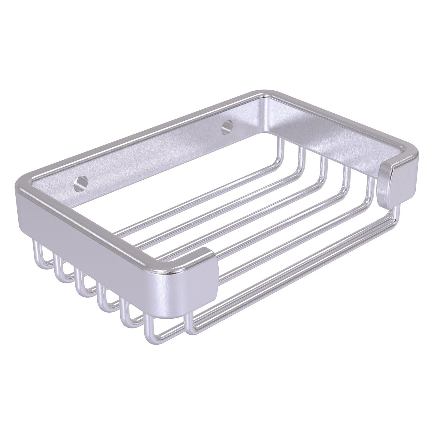 Allied Brass BSK-30SR 5.2" x 3.5" Satin Chrome Solid Brass Rectangular Soap Basket