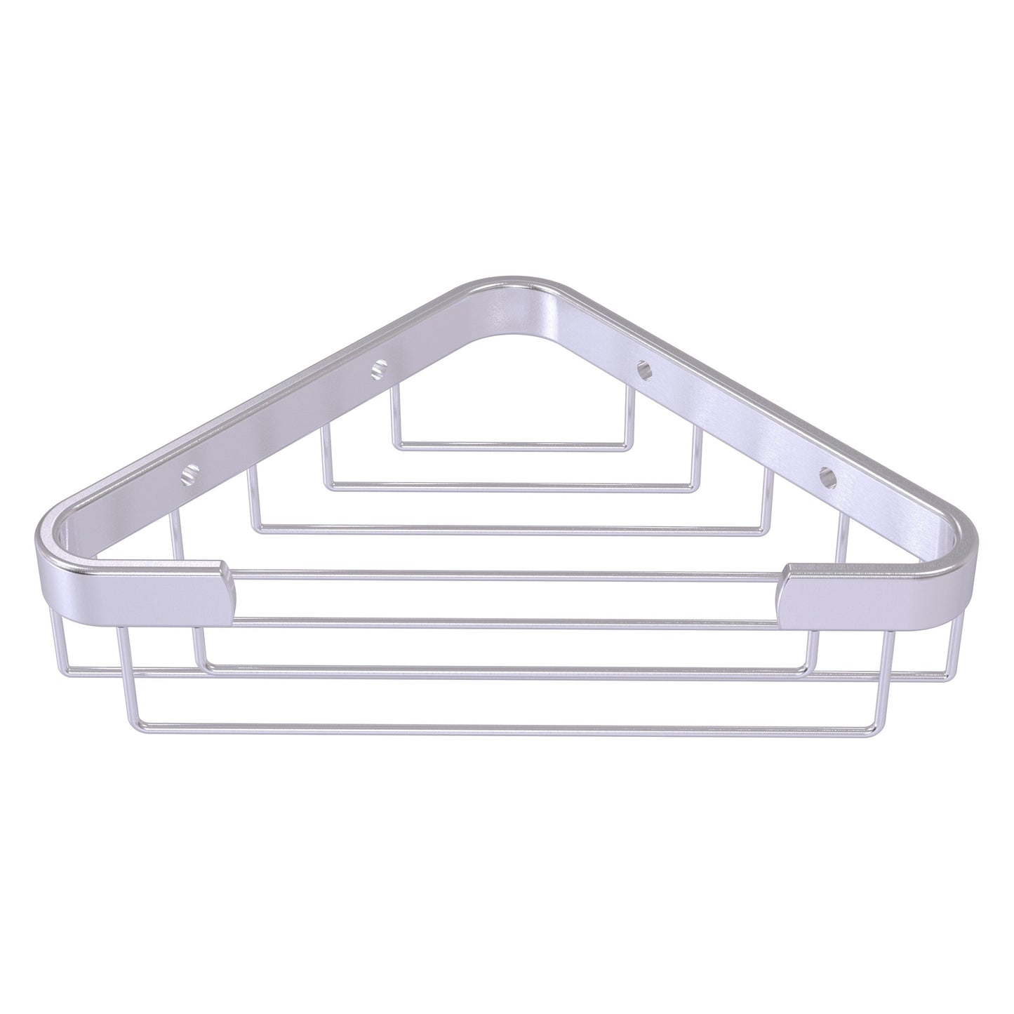 Allied Brass BSK-50ST 9.8" x 6.2" Satin Chrome Solid Brass Toiletry Corner Shower Basket