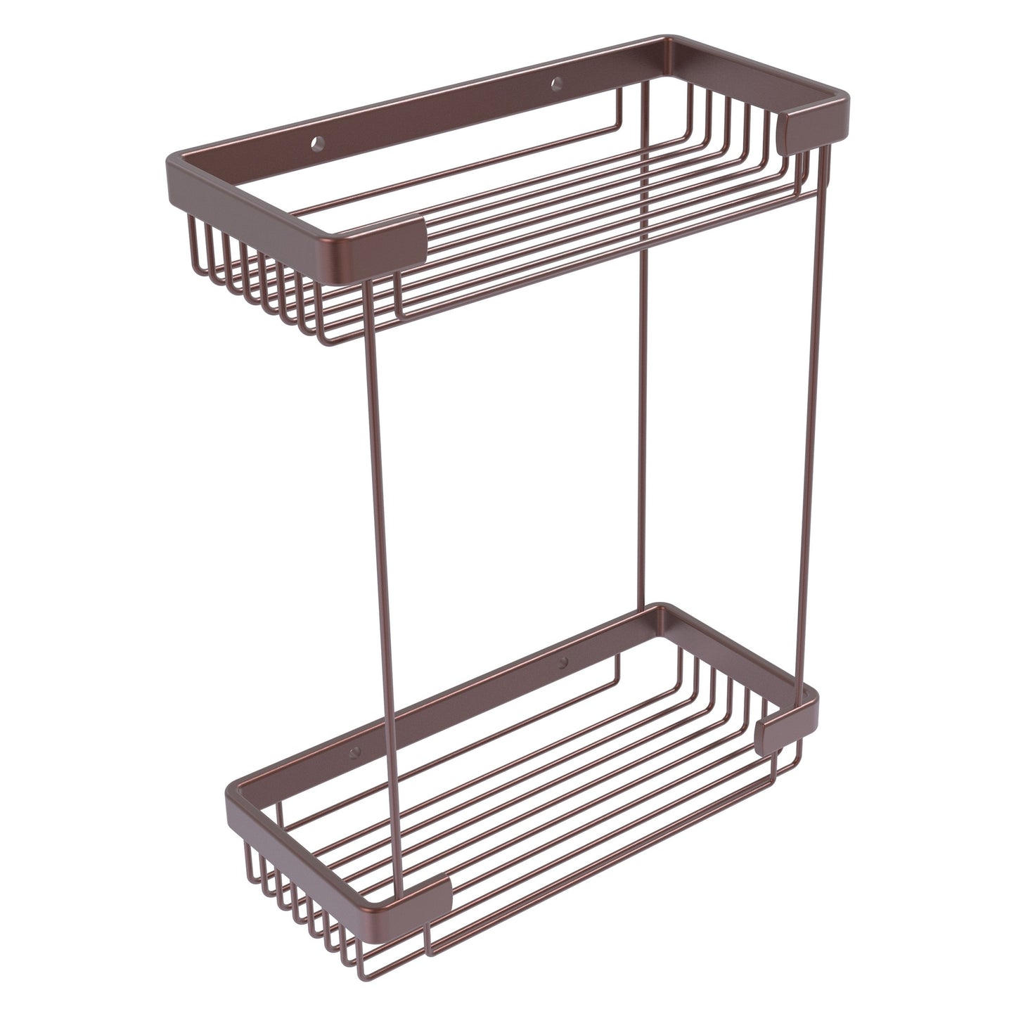 Allied Brass BSK-60DR 10.5" x 4.8" Antique Copper Solid Brass Double Tier Rectangular Toiletry Shower Basket