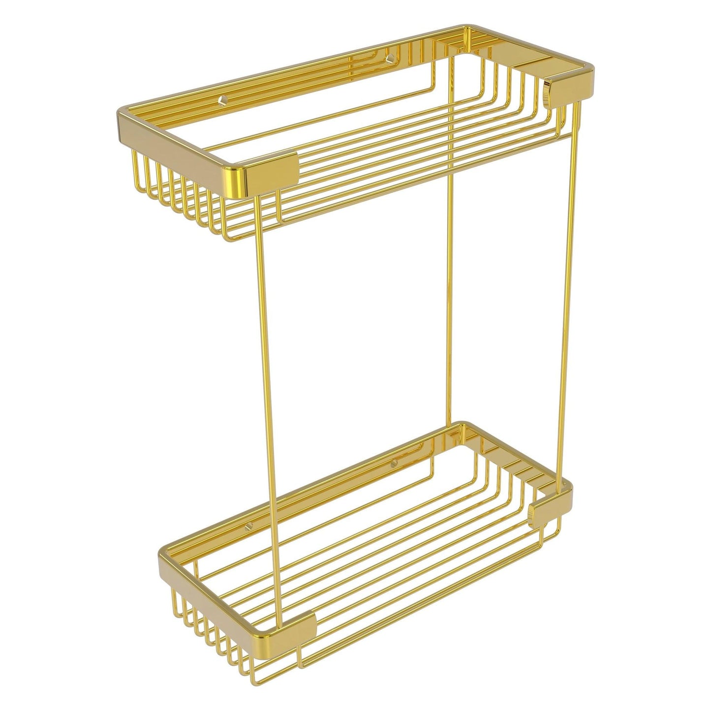 Allied Brass BSK-60DR 10.5" x 4.8" Polished Brass Solid Brass Double Tier Rectangular Toiletry Shower Basket