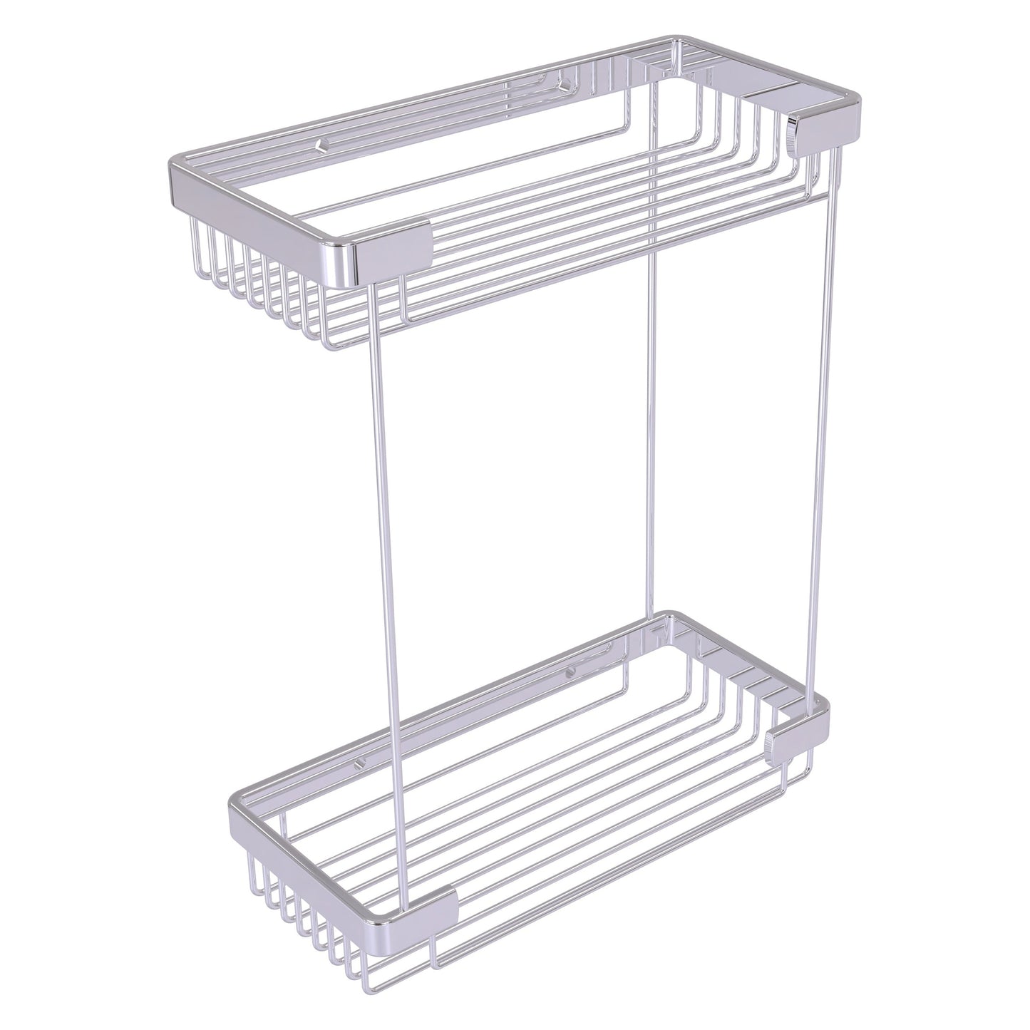 Allied Brass BSK-60DR 10.5" x 4.8" Polished Chrome Solid Brass Double Tier Rectangular Toiletry Shower Basket