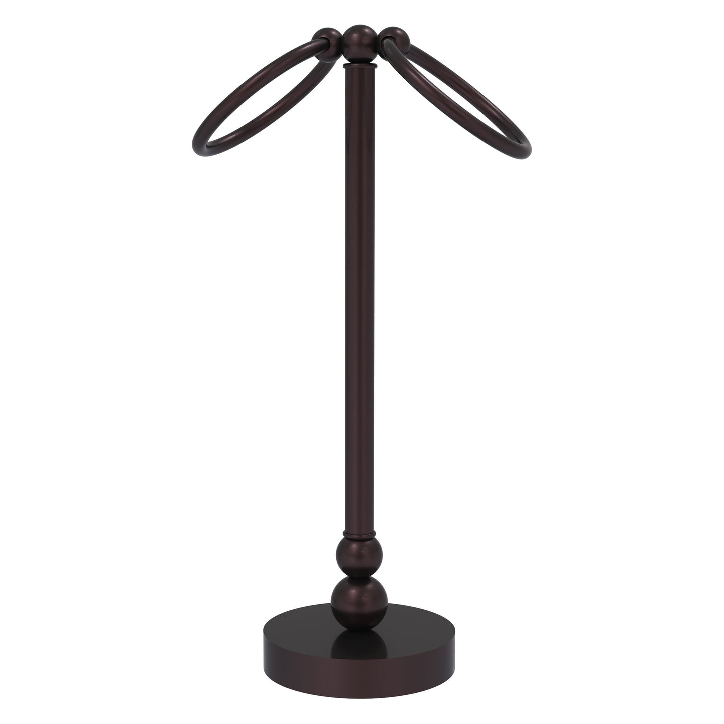 Allied Brass Bolero 5" x 5" Antique Bronze Solid Brass Vanity Top 2-Towel Ring Guest Towel Holder