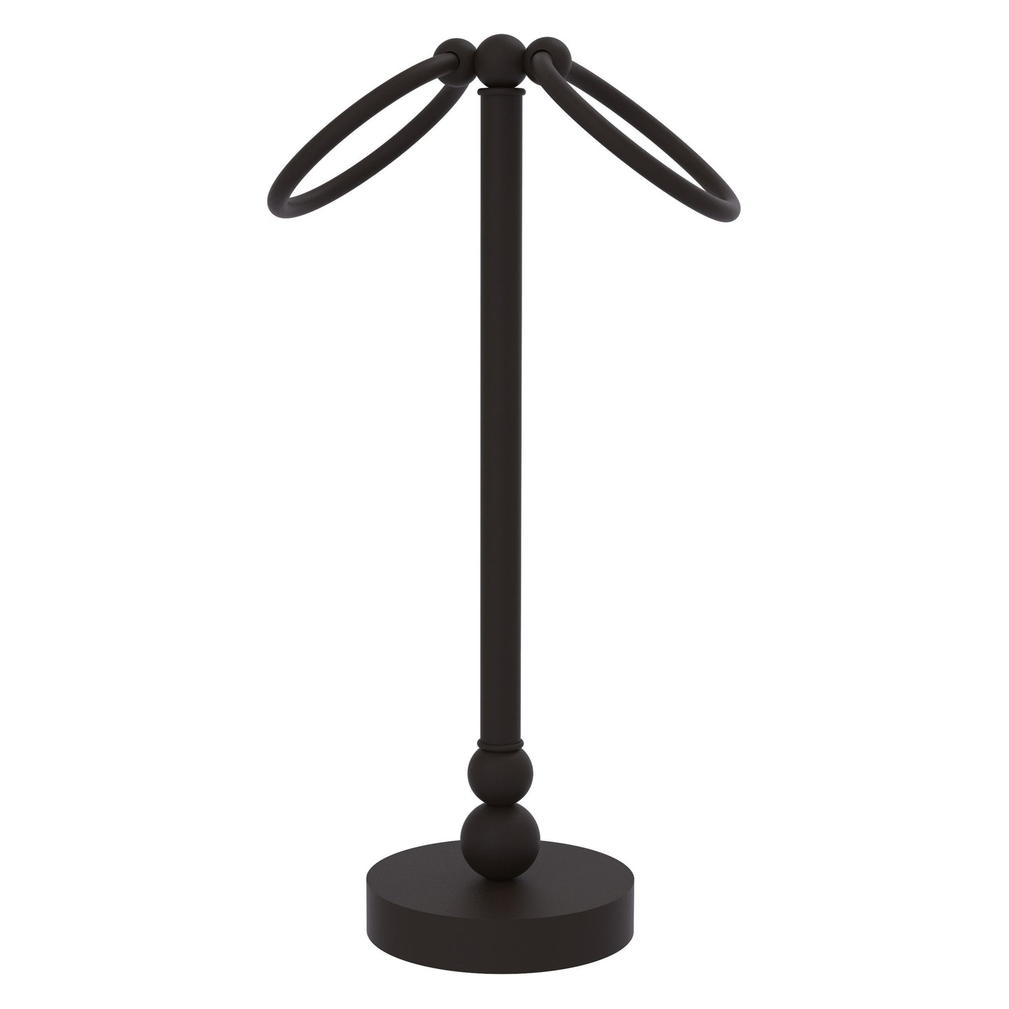 Allied Brass Bolero 5" x 5" Oil Rubbed Bronze Solid Brass Vanity Top 2-Towel Ring Guest Towel Holder