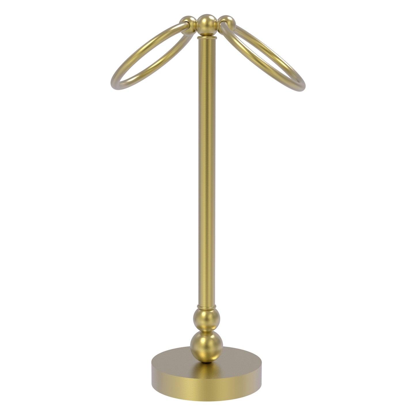 Allied Brass Bolero 5" x 5" Satin Brass Solid Brass Vanity Top 2-Towel Ring Guest Towel Holder
