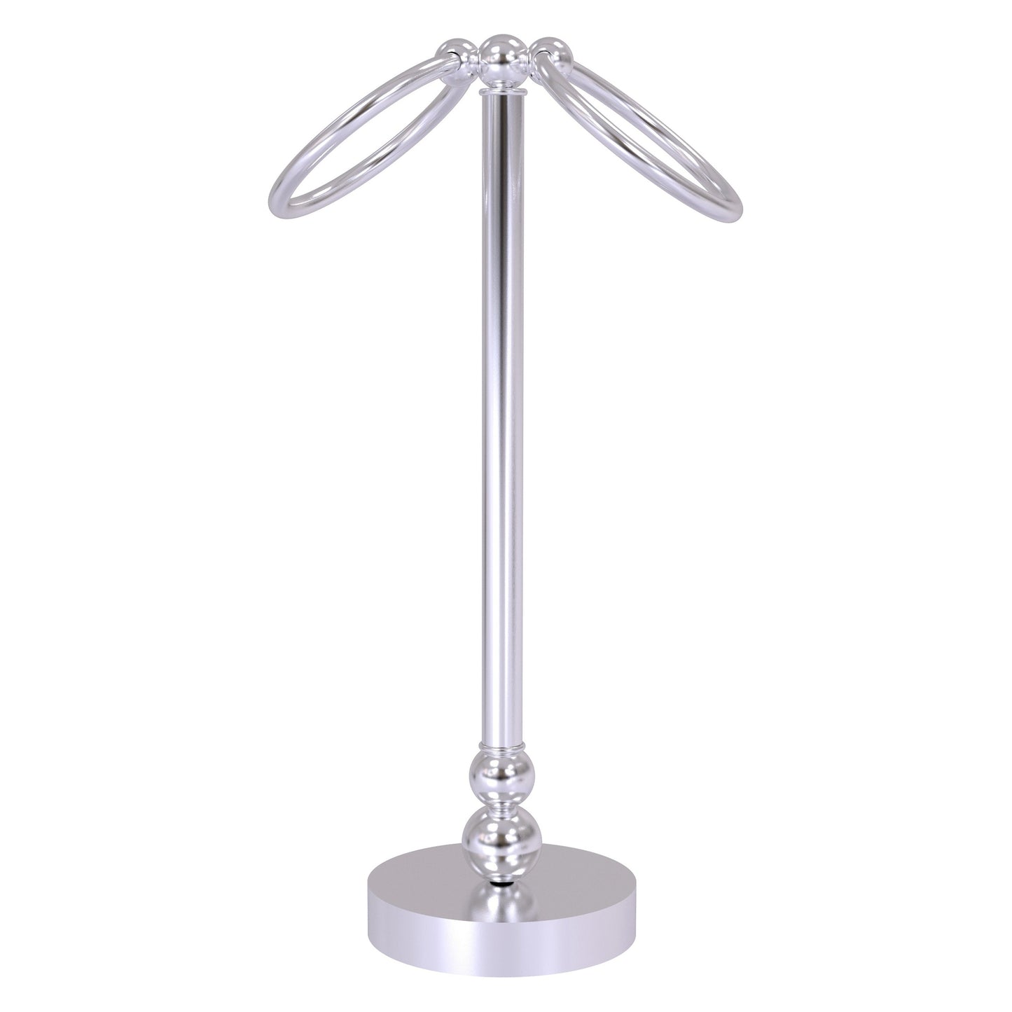 Allied Brass Bolero 5" x 5" Satin Chrome Solid Brass Vanity Top 2-Towel Ring Guest Towel Holder