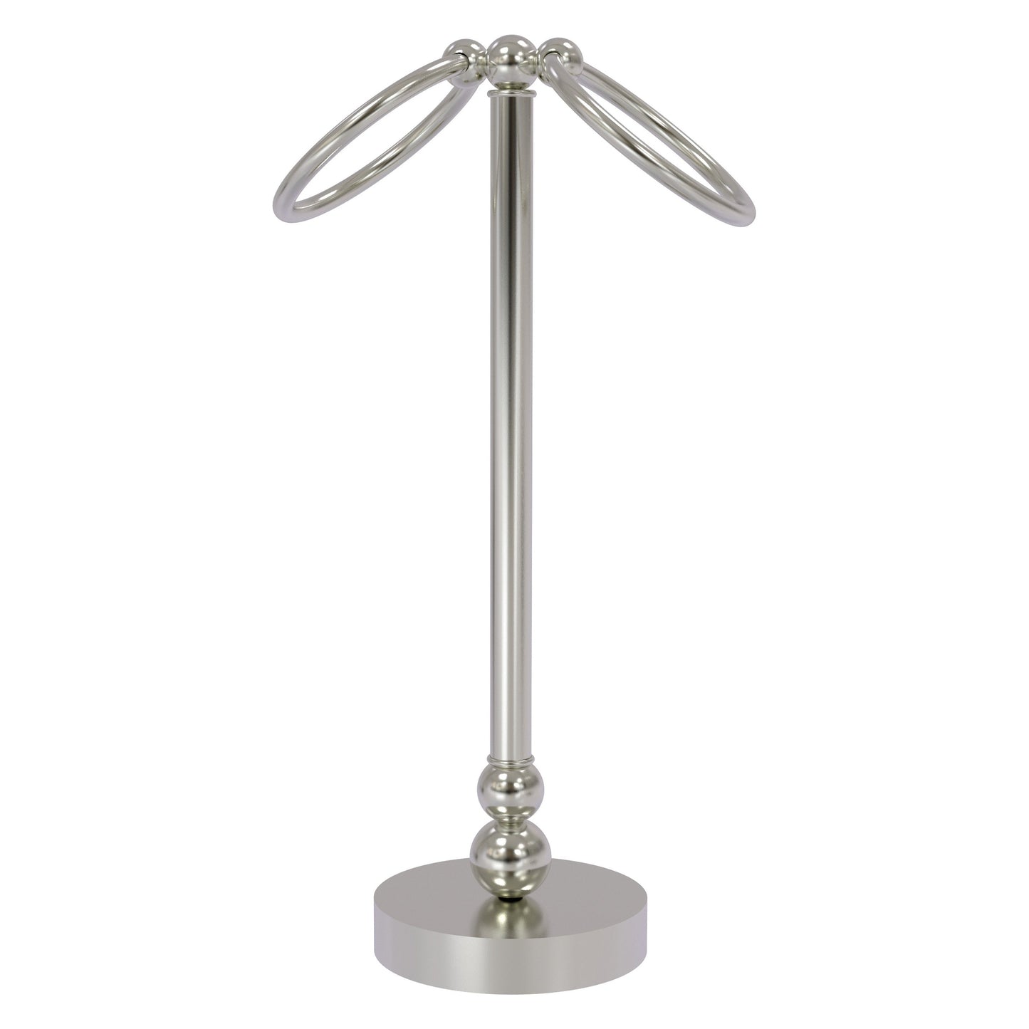 Allied Brass Bolero 5" x 5" Satin Nickel Solid Brass Vanity Top 2-Towel Ring Guest Towel Holder