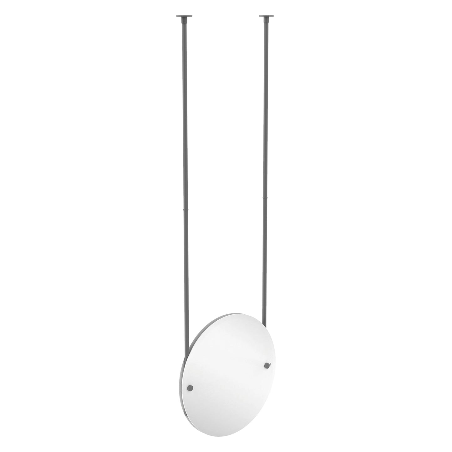 Allied Brass CH-90 22" x 2.5" Matte Gray Solid Brass Frameless Round Ceiling Hung Mirror With Beveled Edge