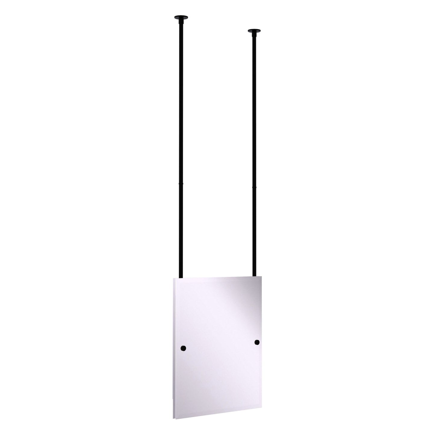 Allied Brass CH-92 21" x 2.5" Matte Black Solid Brass Frameless Rectangle Ceiling Hung Mirror